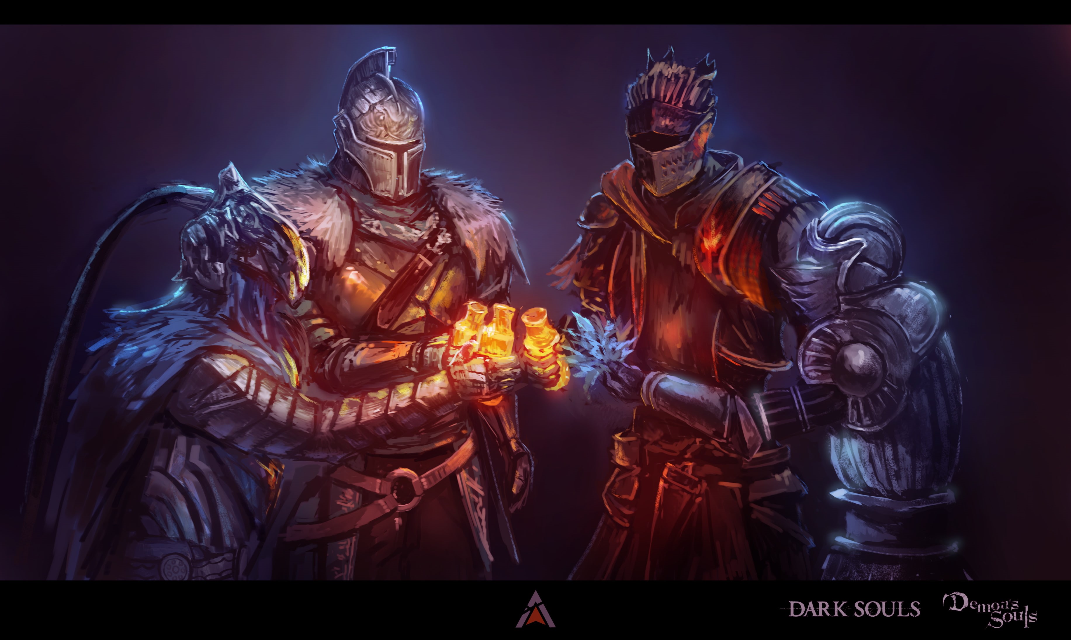 flame, indoors, skill, male likeness, Demons Souls, knight, auto post production filter, 2K, performance, people, adult, representation, Soul of Cinder, HD Wallpaper