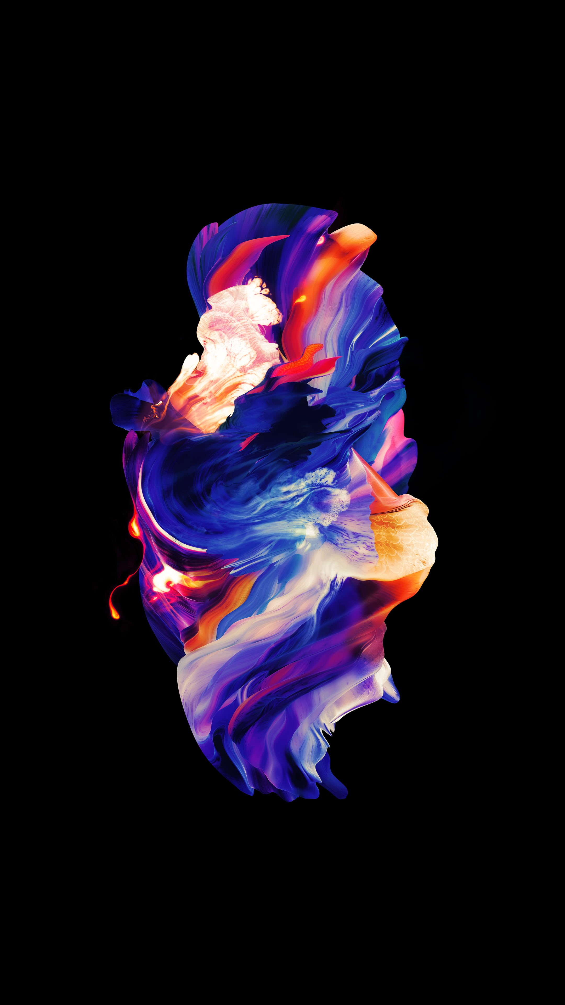 multi colored, blue, 4K, digital, vitality, abstract, luminosity, exploding, indoors, underwater, oneplus, oneplus , cut out, ink, black background, mixing, Phone HD Wallpaper