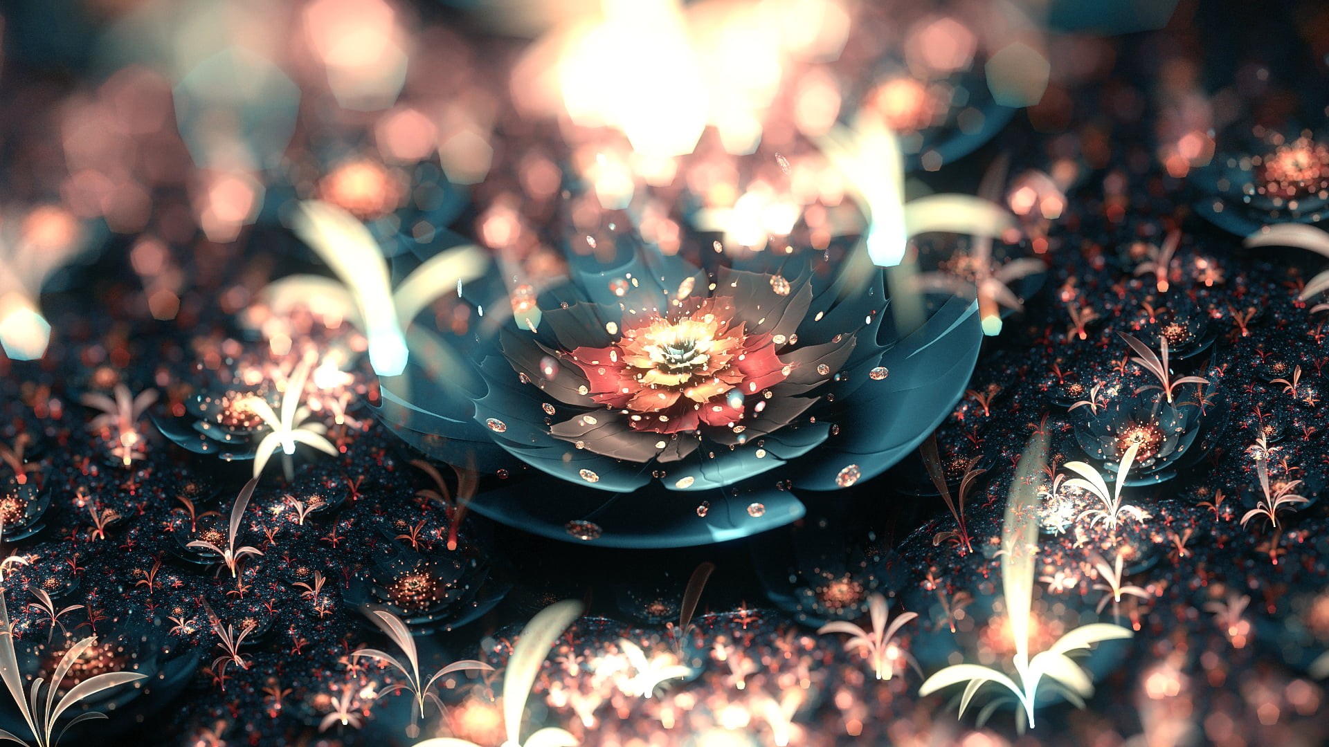 design, digital art, fractal flowers, decoration, defocused, red, spirituality, lights, fractal, abstract, beauty in nature, pink, outdoors, bouquet, selective focus, HD Wallpaper