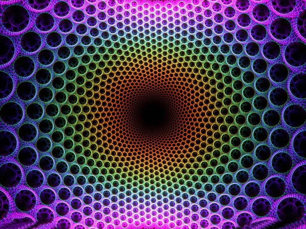 purple, indoors, multi colored, abstract, backgrounds, assorted, d, full frame, geometric shape, technology, optical, hexagon, optical illusion, HD Wallpaper