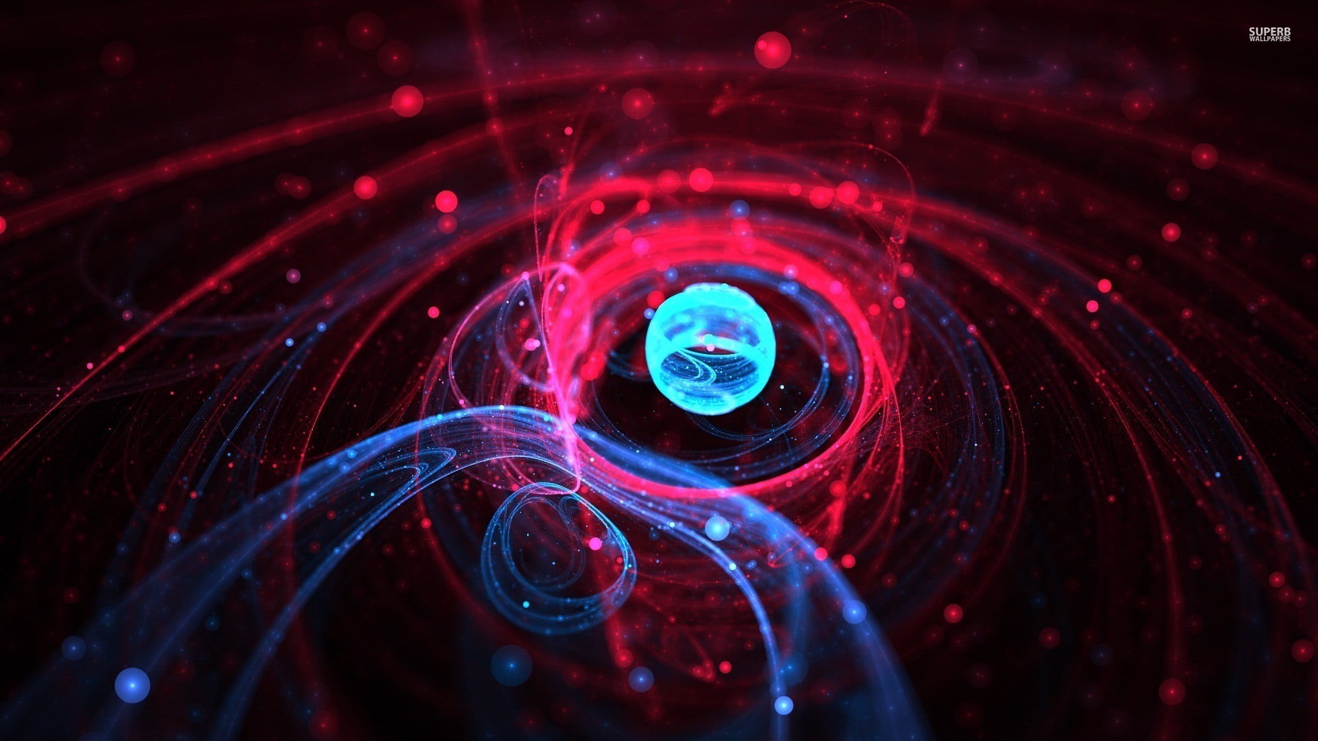 ray, pattern, 1080P, abstract, glowing, fantasy, red, blue, nebula, animation, science, illuminated, nature, Plexus, atoms, curve, fractal, illustration, HD Wallpaper