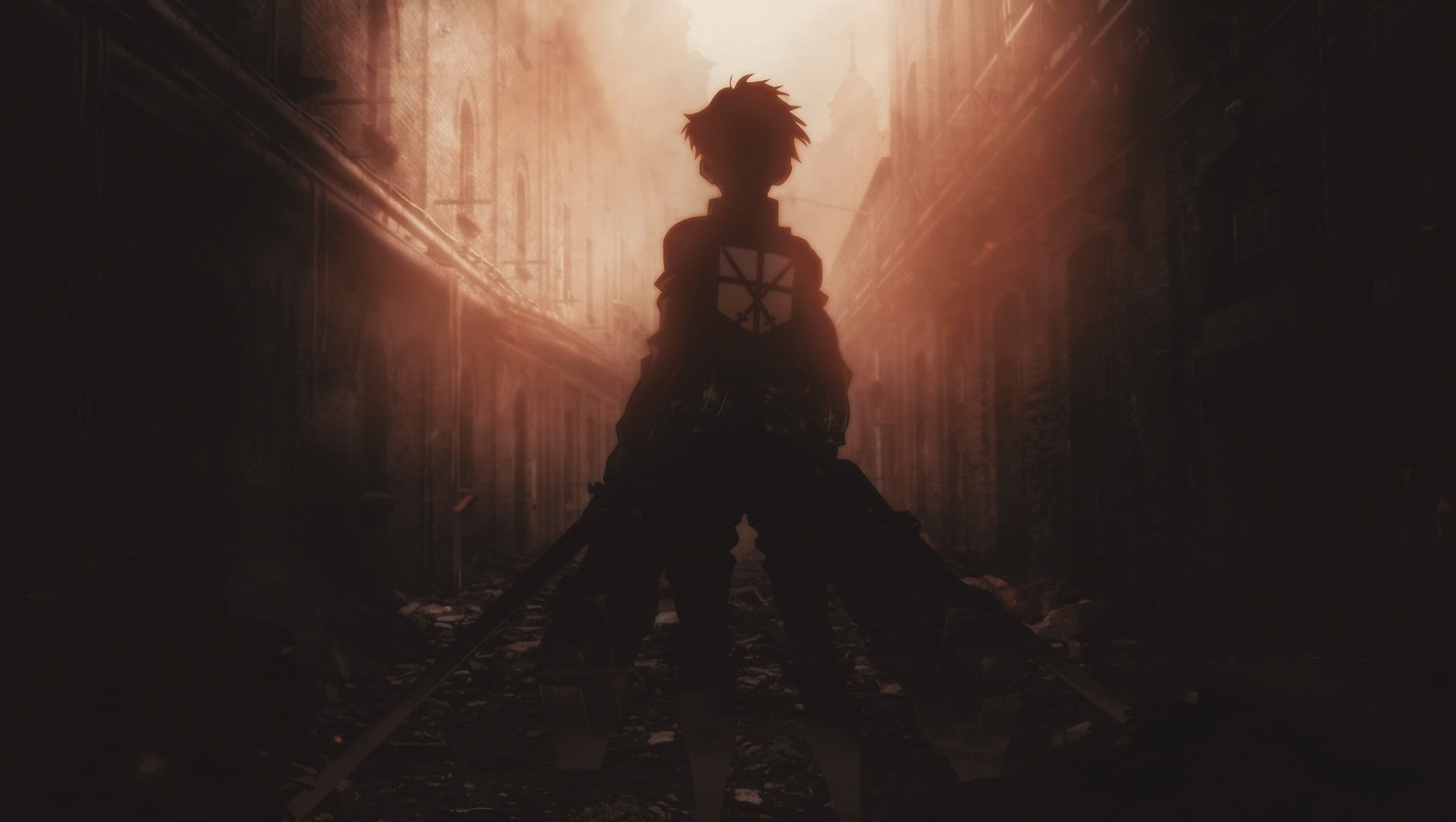 built structure, real people, young adult, silhouette, Attack On Titan, architecture, aggression, adult, nature, full length, lifestyles, government, leisure activity, HD Wallpaper