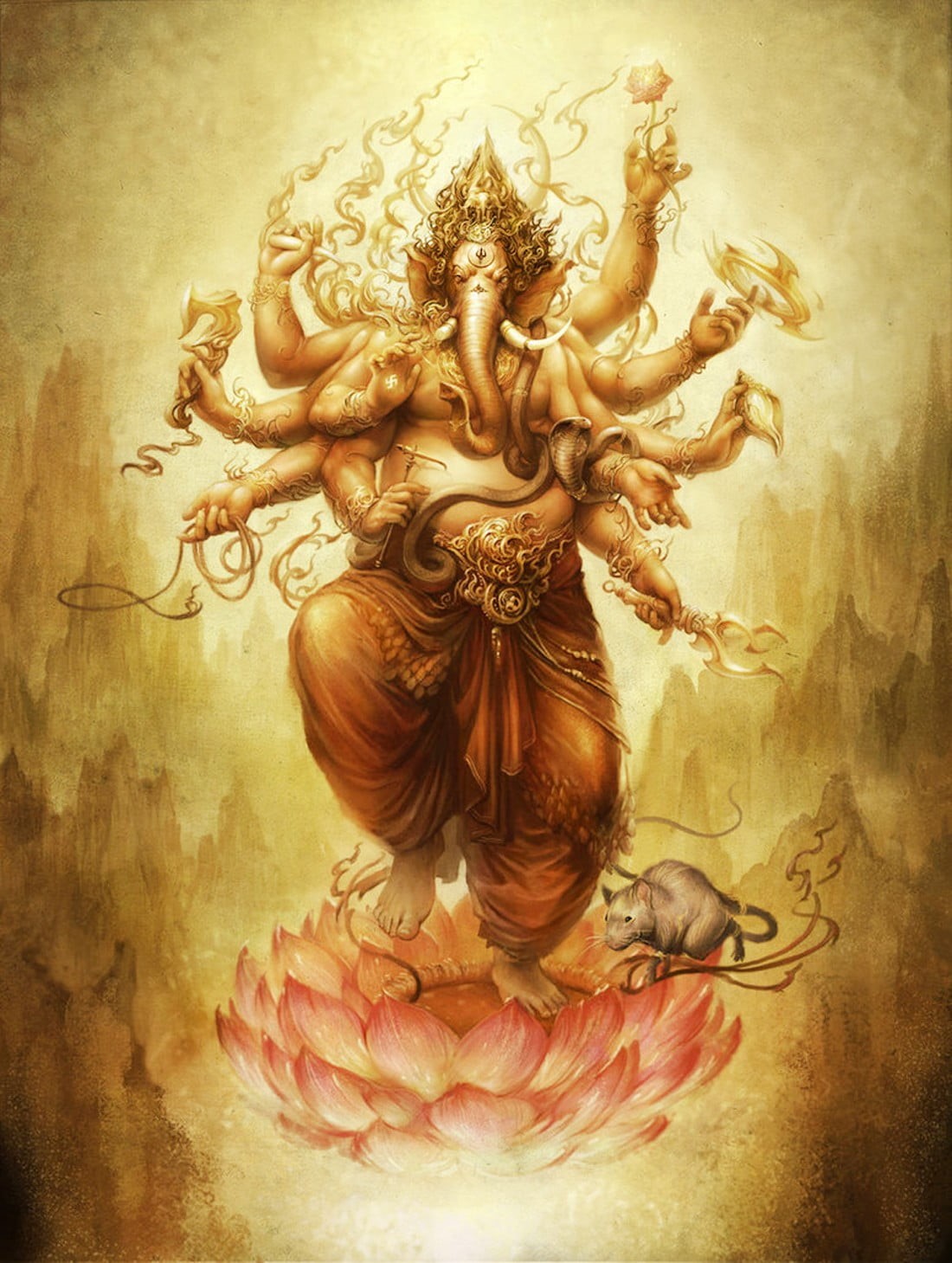 painting, spirituality, religion, India, people, idyllic, belief, painted image, painted, women, 720P, adult, nature, Ganesha, evil, animal wing, outdoors, Phone HD Wallpaper