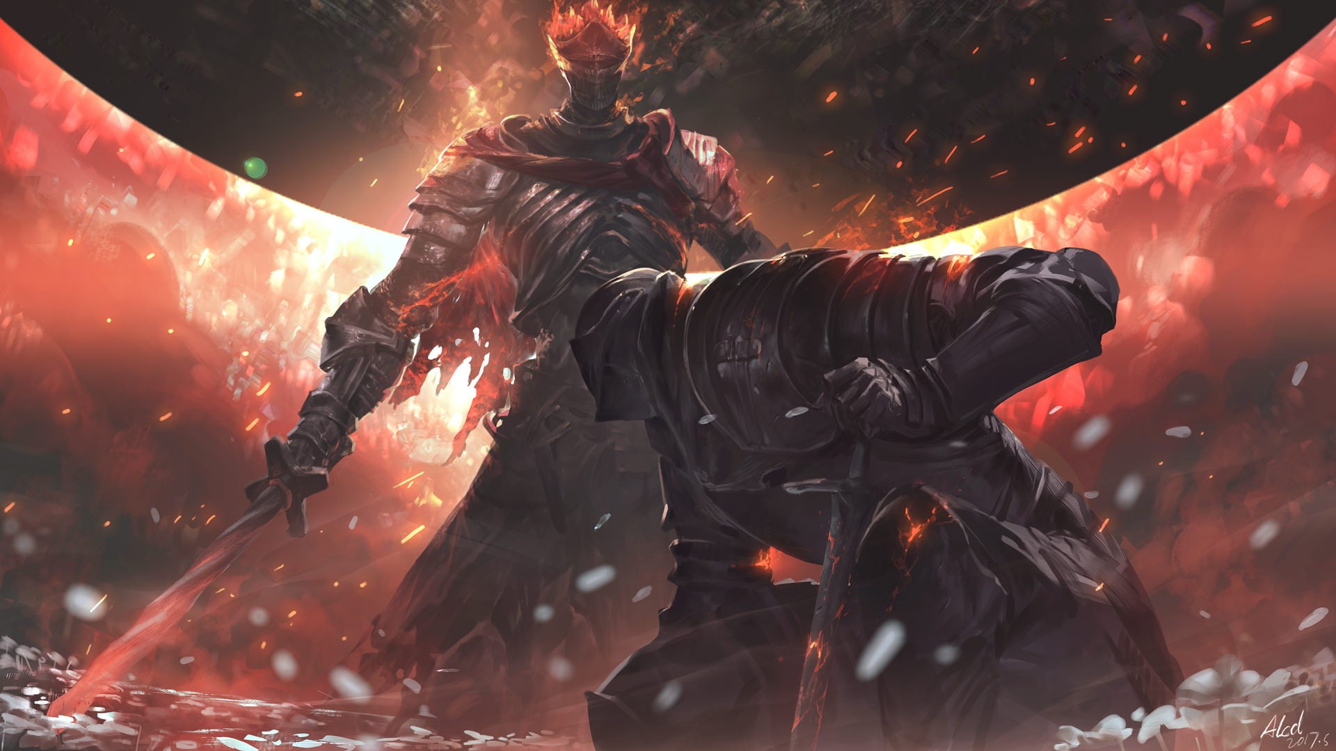 sword, Dark Souls, video games, fire, Soul of Cinder, Dark Souls III, RPG, 1080P, knight, HD Wallpaper