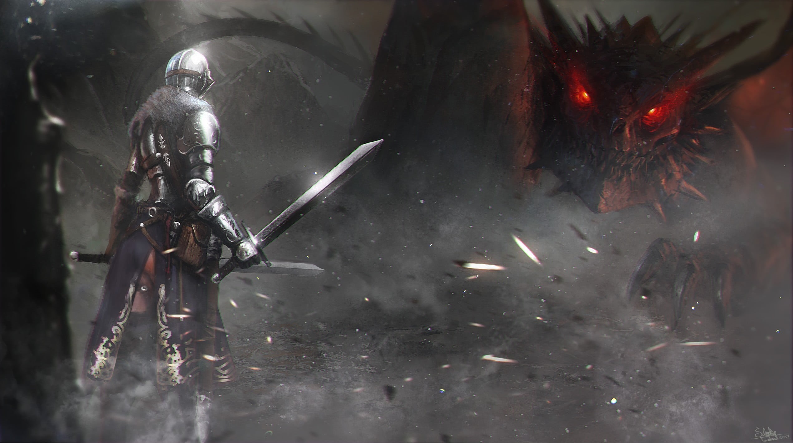 fish, no people, man, water, animal themes, artwork, vertebrate, glass - material, close-up, motion, digital, swimming, monster, armor, Dark Souls, HD Wallpaper