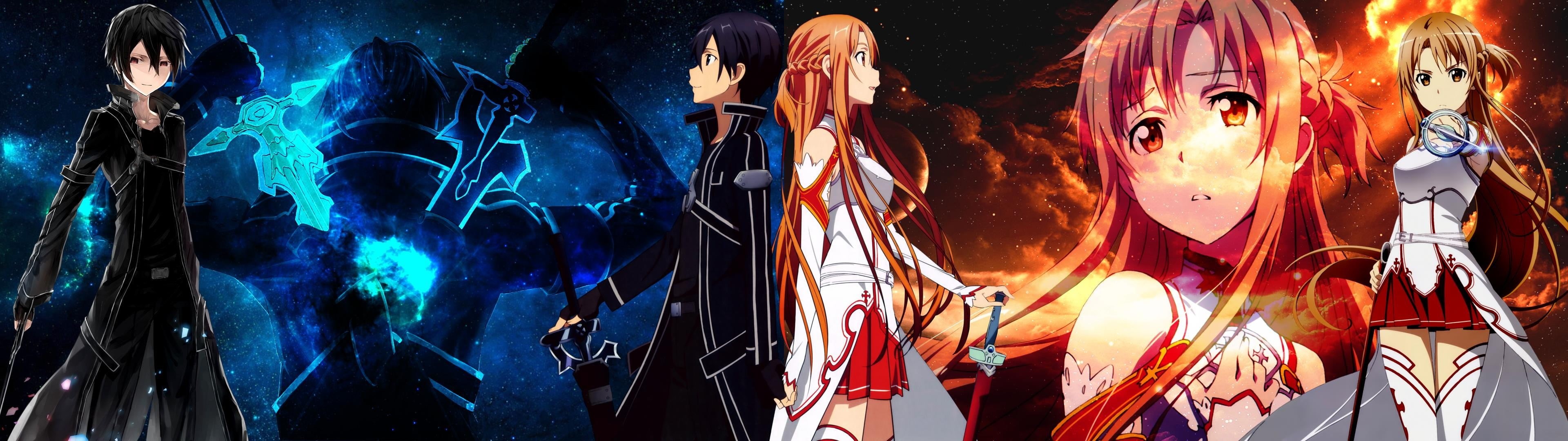 4K, dark, anime, decoration, close-up, architecture, full frame, night, men, Sword Art Online, kirito, anime boys, indoors, glowing, arts culture and entertainment, HD Wallpaper