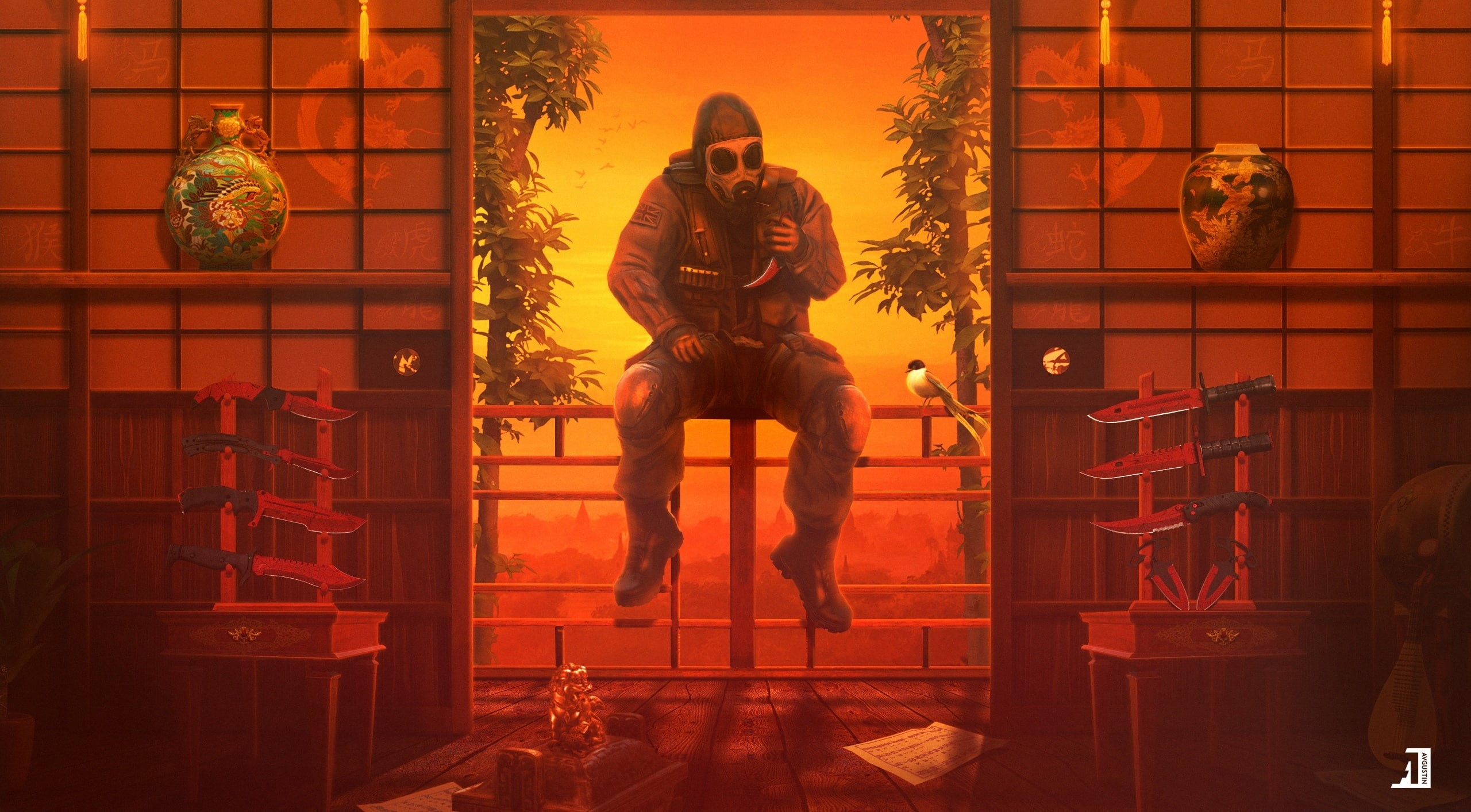 real people, military, human representation, orange color, csgoskins, architecture, 2K, full length, men, Games, government, male likeness, Weapon, standing, HD Wallpaper