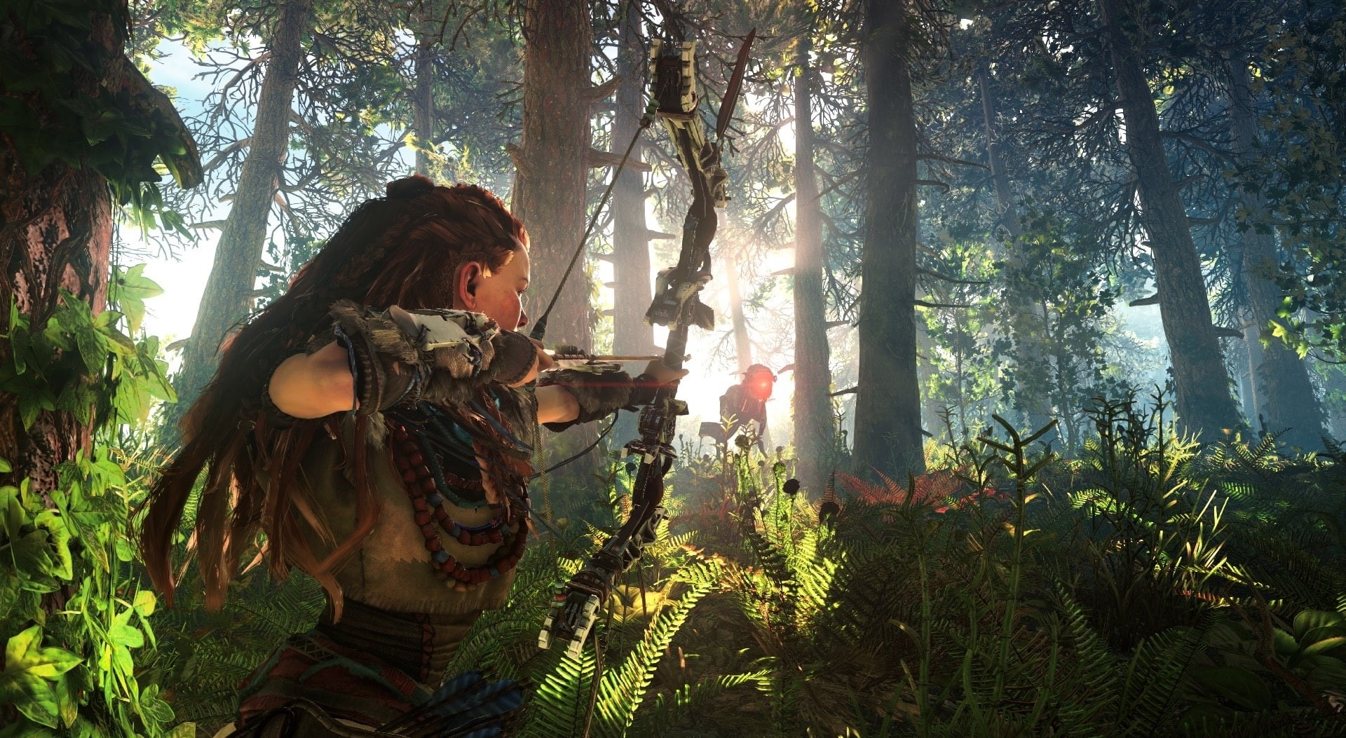 growth, leisure activity, tree, Horizon, lifestyles, Games, Other Games, plant, 1080P, real people, three quarter length, Aloy, hunting, hairstyle, trunk, HD Wallpaper