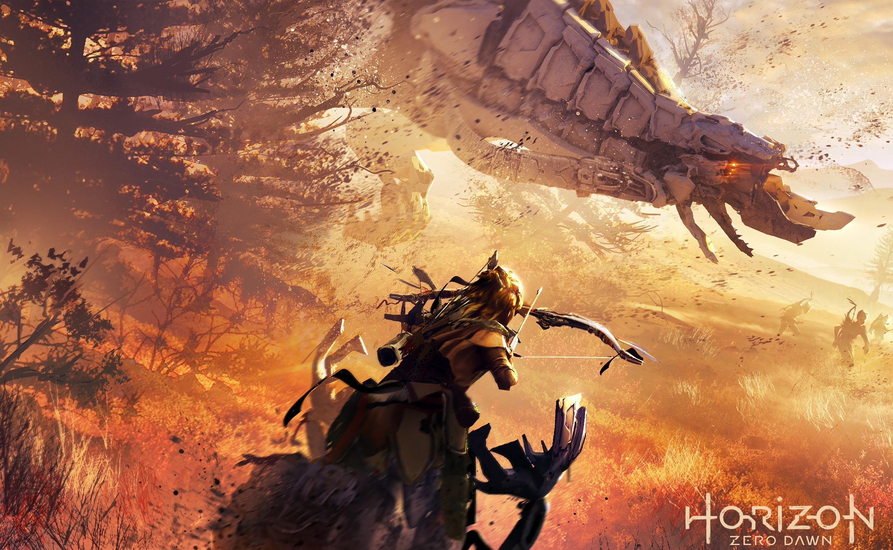 shadow, vertebrate, aloy, 2017, Games, 2K, creativity, livestock, horizon, art and craft, land, representation, sunset, day, no people, nature, HD Wallpaper