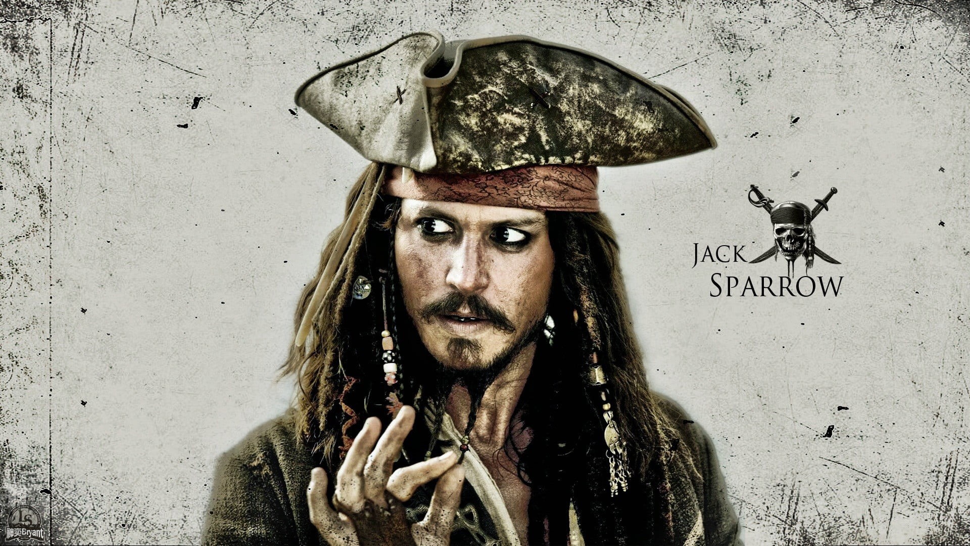beard, facial hair, Johnny Depp, 1080P, Pirates of the Caribbean, hat, wall - building feature, young adult, headshot, pirates, jack, looking at camera, HD Wallpaper