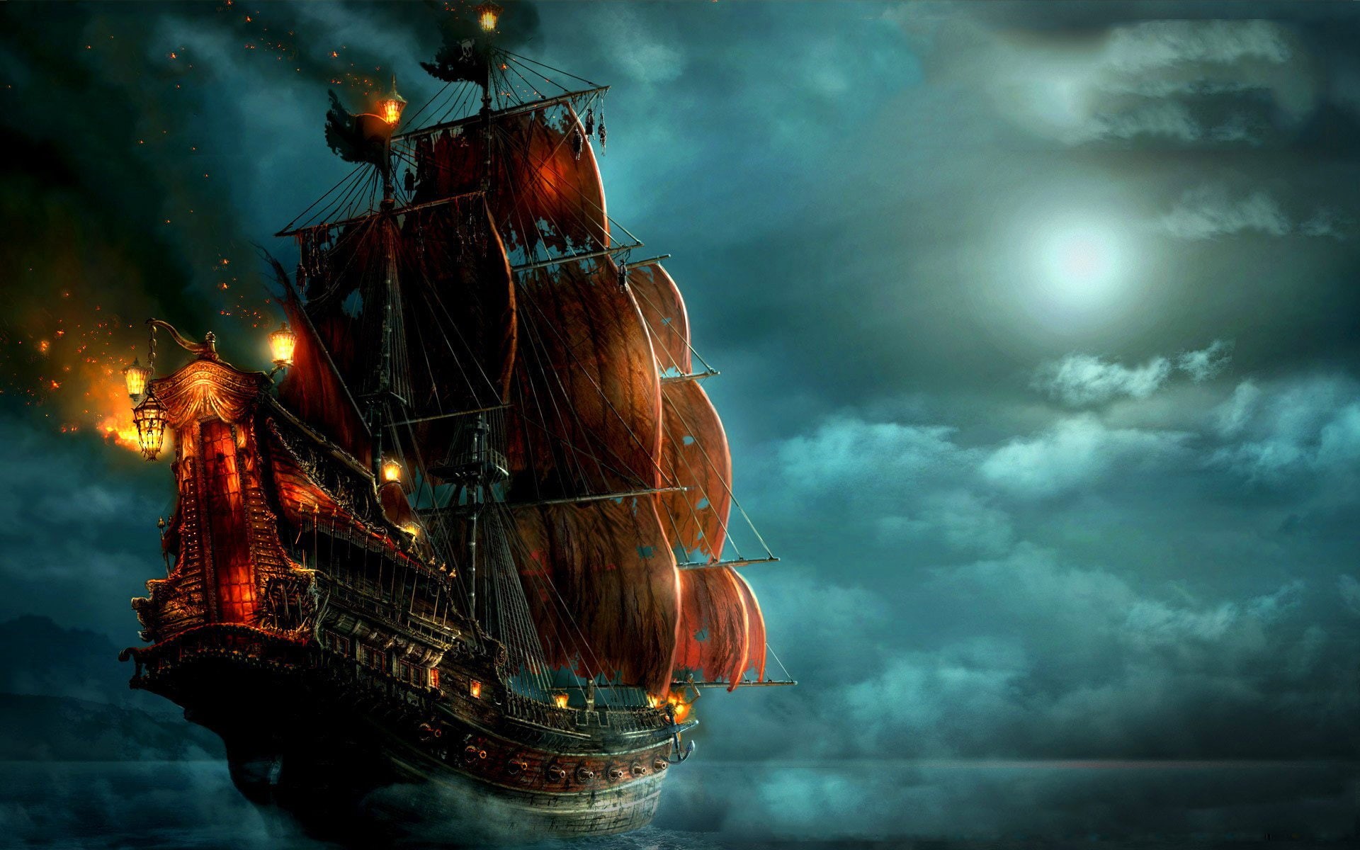 Ship, 1080P, Pirates Of The Caribbean, digital, pirate, Pirates of the Caribbean: On Stranger Tides, brown, HD Wallpaper