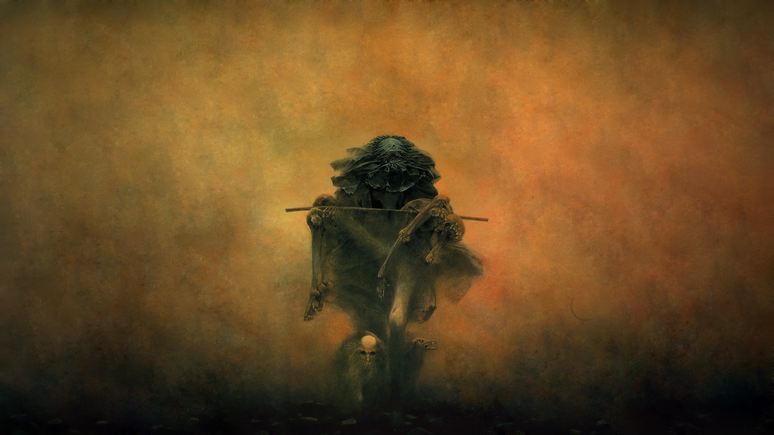 black, obscured face, brown, textured, digital composite, artwork, mystery, bones, skull, fantasy art, auto post production filter, clothing, death, textured effect, HD Wallpaper