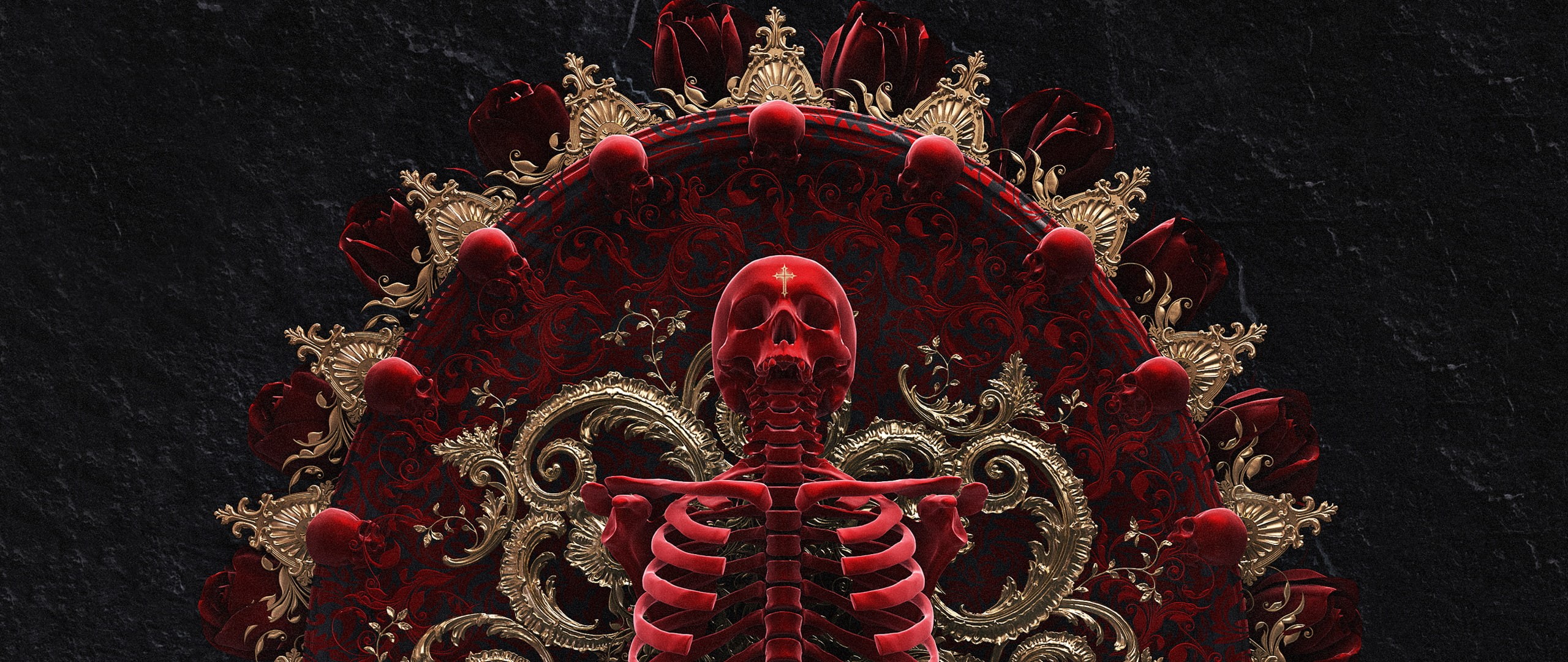 sculpture, indoors, close-up, celebration, craft, death, spirituality, representation, 2K, belief, decoration, bones, art and craft, gold, skull, studio shot, HD Wallpaper