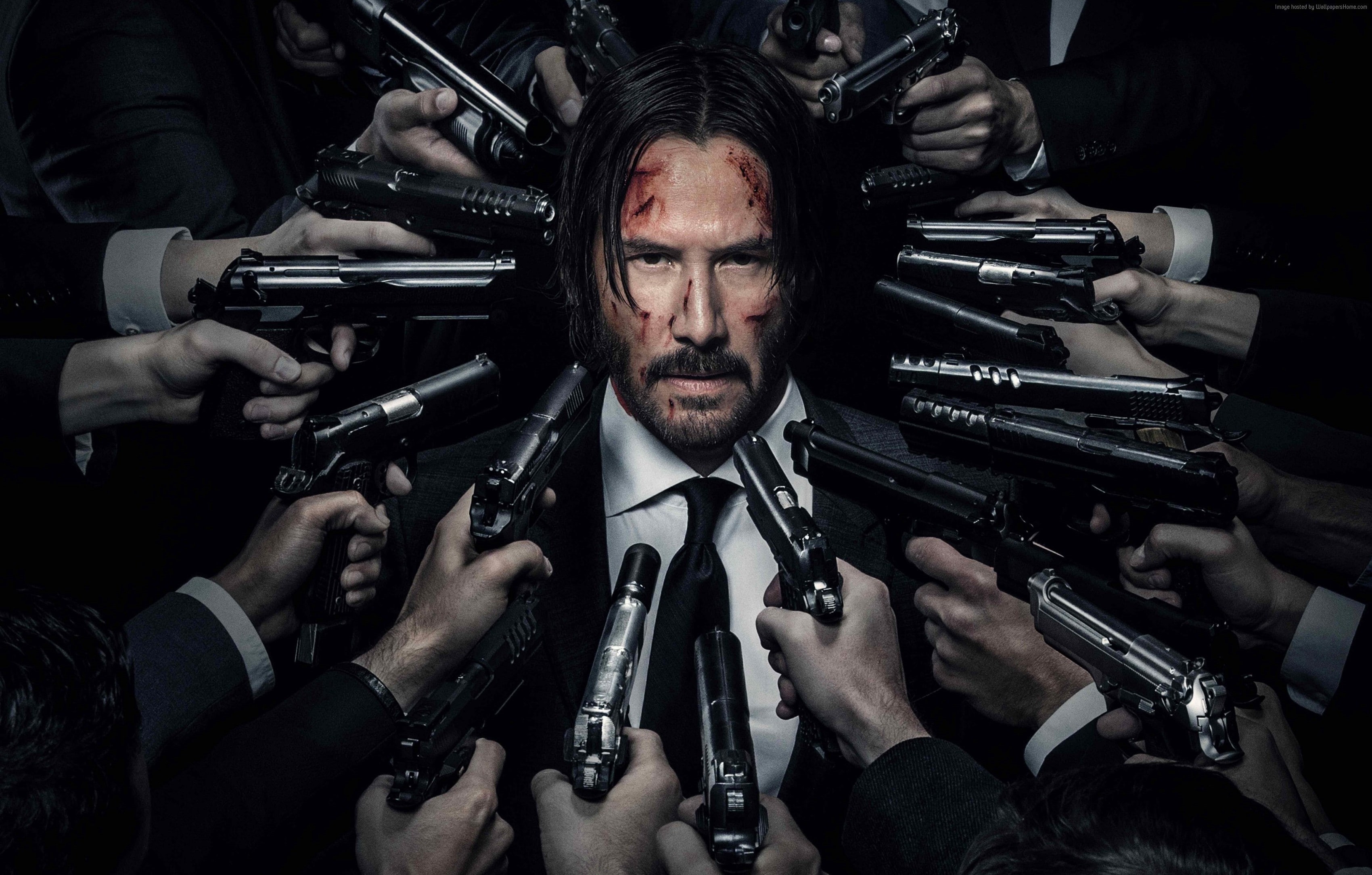 weapon, gun, social issues, black background, best movies, sign, John Wick: Chapter 2, Most popular celebs, indoors, holding, crime, 2K, occupation, adult, HD Wallpaper