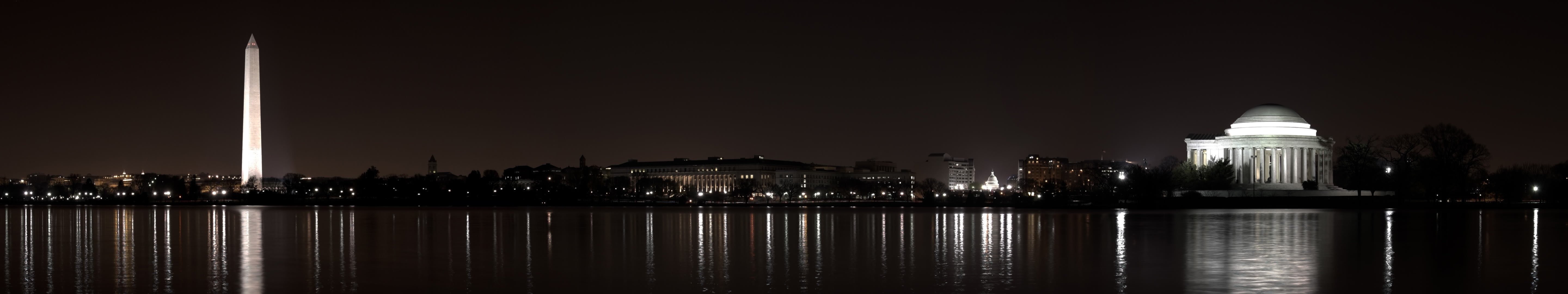 government, cityscape, outdoors, waterfront, 5760x1080 px, multiple, x, d c, river, architecture, c, built structure, screen, travel destinations, building exterior, HD Wallpaper