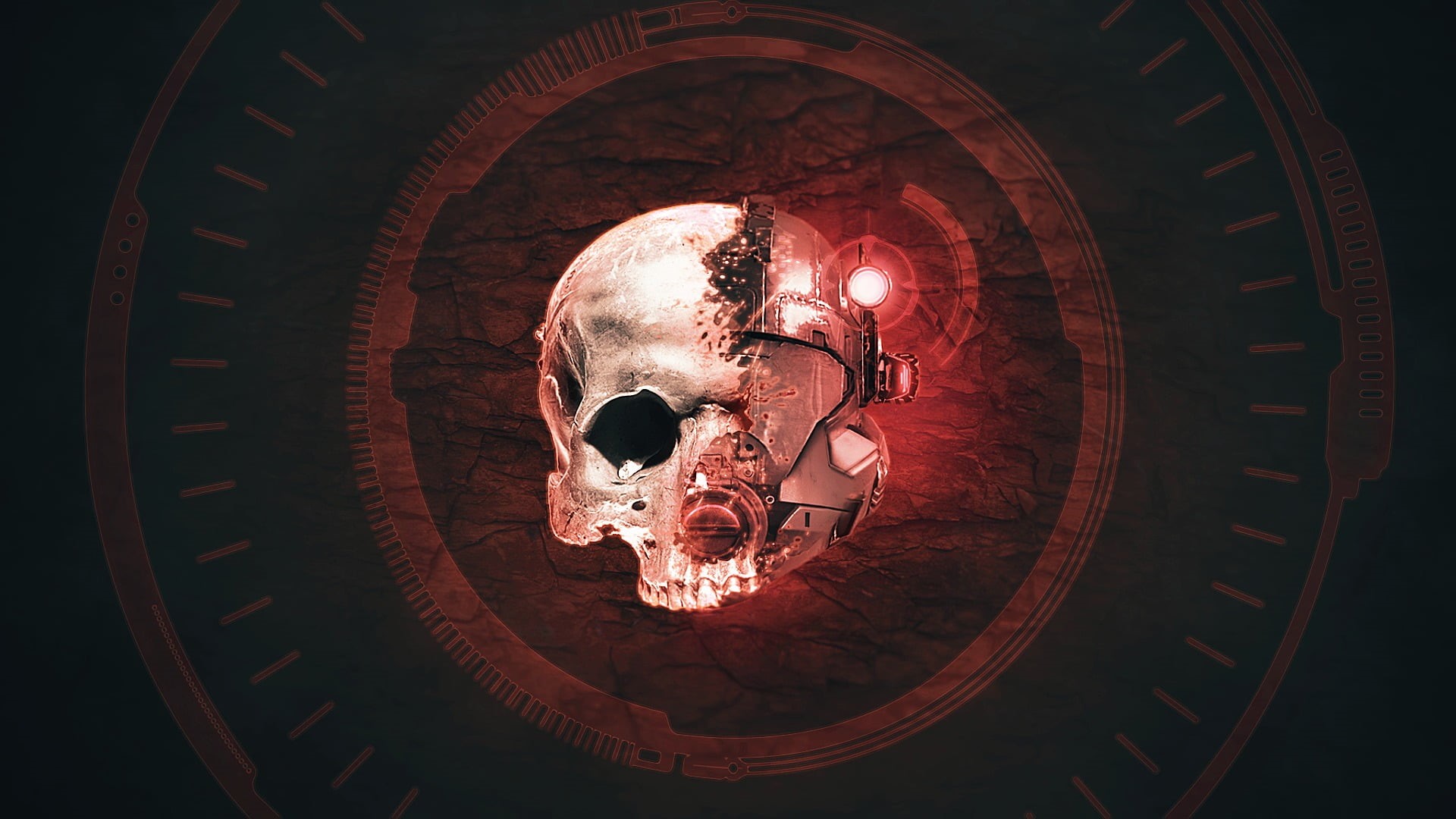 skull, geometric shape, digital, directly below, close-up, Halo 2, space suit, no people, glowing, architecture, illustration, Call of Duty: Advanced Warfare, HD Wallpaper
