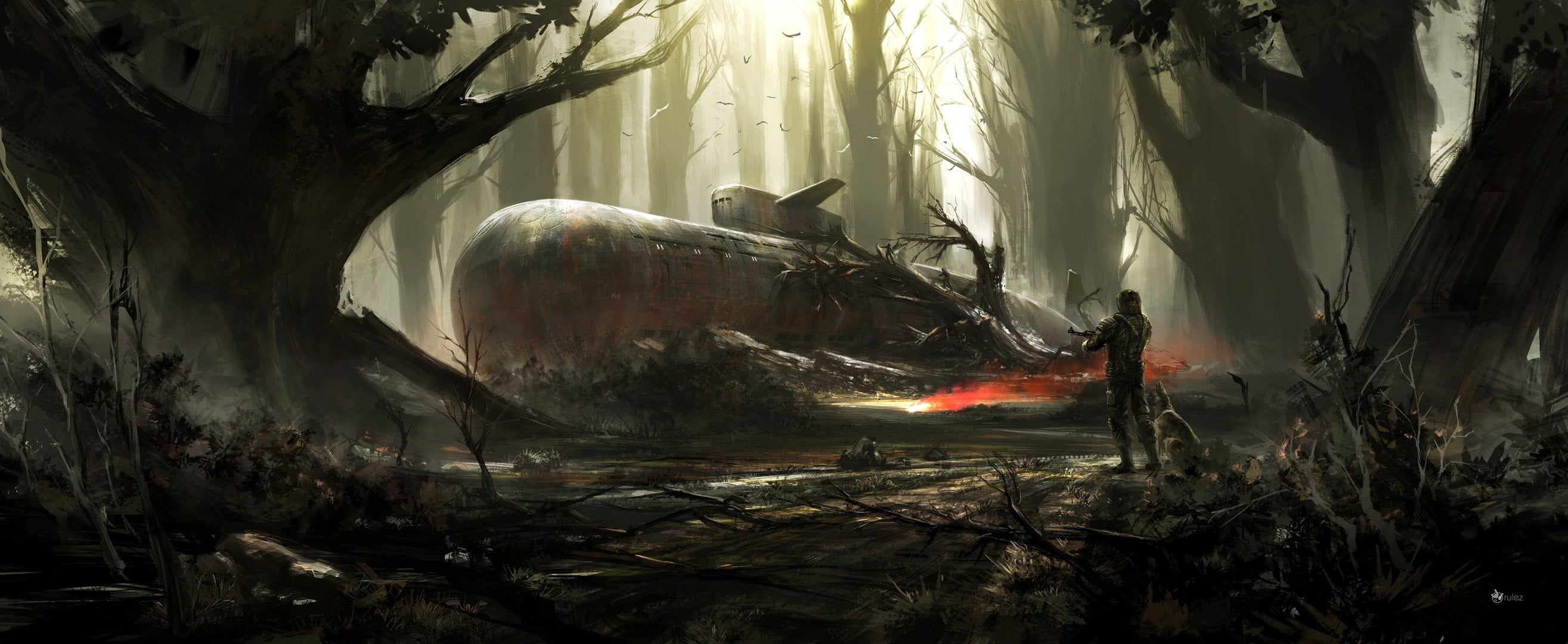 Fallout, one animal, game, tree, video games, land, soldier, sunlight, artwork, outdoors, trunk, animal themes, video, digital composite, 2K, mammal, animal, HD Wallpaper