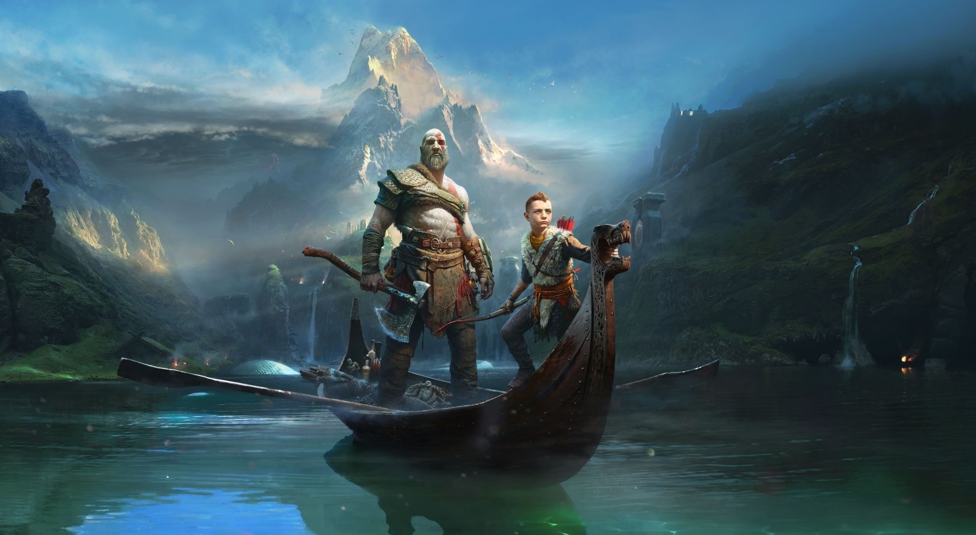 mode of transportation, sky, conceptart, godofwar, nature, beauty in nature, art and craft, human representation, transportation, scenics - nature, HD Wallpaper