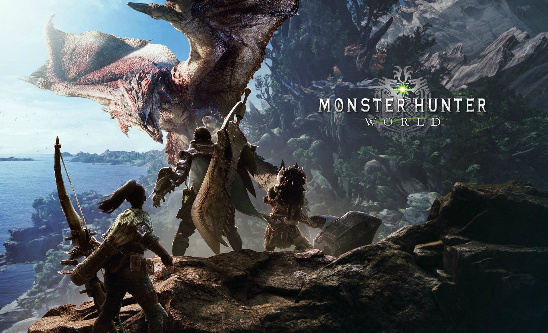 plant, Rathalos (Monster Hunter), water, Monster Hunter: World, solid, tranquility, beauty in nature, tranquil scene, rock - object, tree, communication, HD Wallpaper