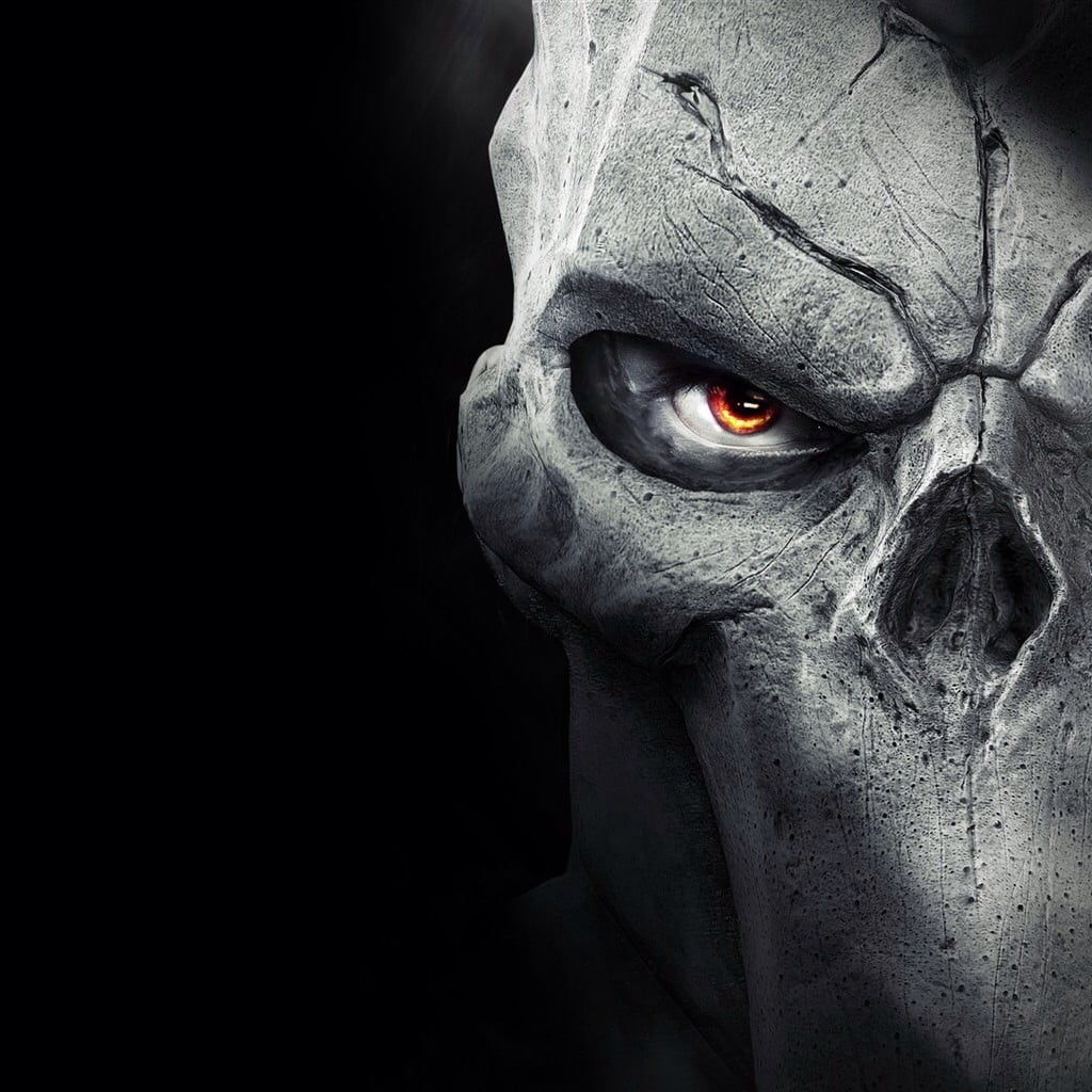 statue, death, indoors, black background, anime, 480P, portrait, halloween, close-up, video games, copy space, studio shot, fear, human representation, Phone HD Wallpaper