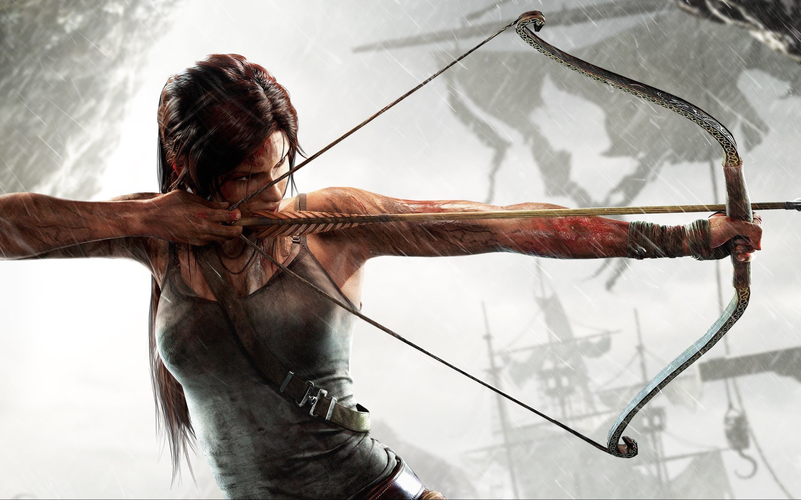 bow, tomb, leisure activity, nature, arrows, focus on foreground, young adult, one person, rear view, digital, hairstyle, day, arms outstretched, HD Wallpaper