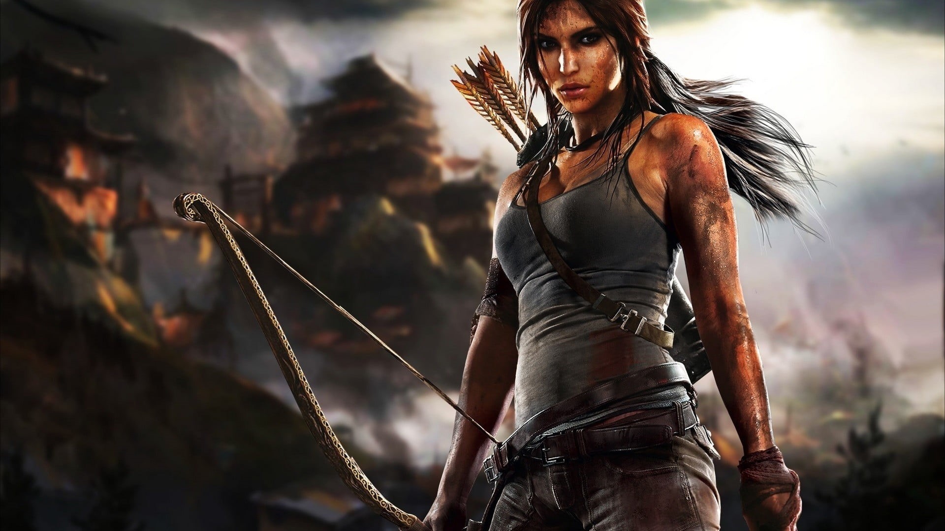 1080P, land, one person, video games, young adult, nature, women, holding, young women, Tomb Raider, hairstyle, outdoors, warrior - person, archery, tomb, HD Wallpaper