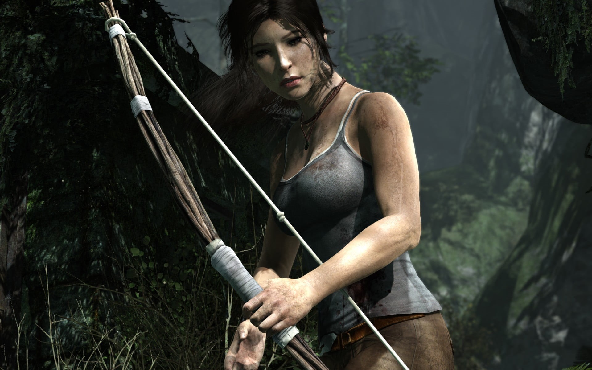 Tomb Raider, lifestyles, young adult, 1080P, leisure activity, Lara Croft, one person, nature, coff, game, video games, arrow - bow and arrow, HD Wallpaper