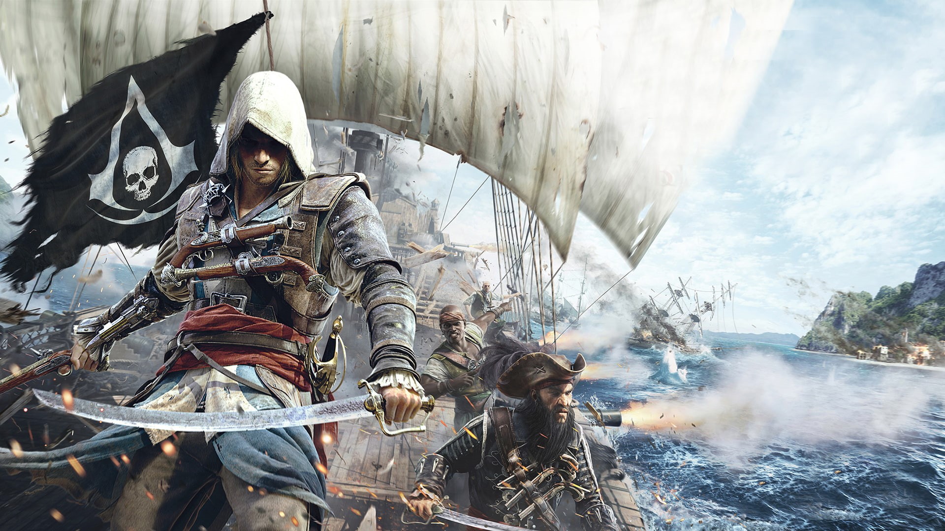 assassins, black, creed, flag, game, 1080P, HD Wallpaper
