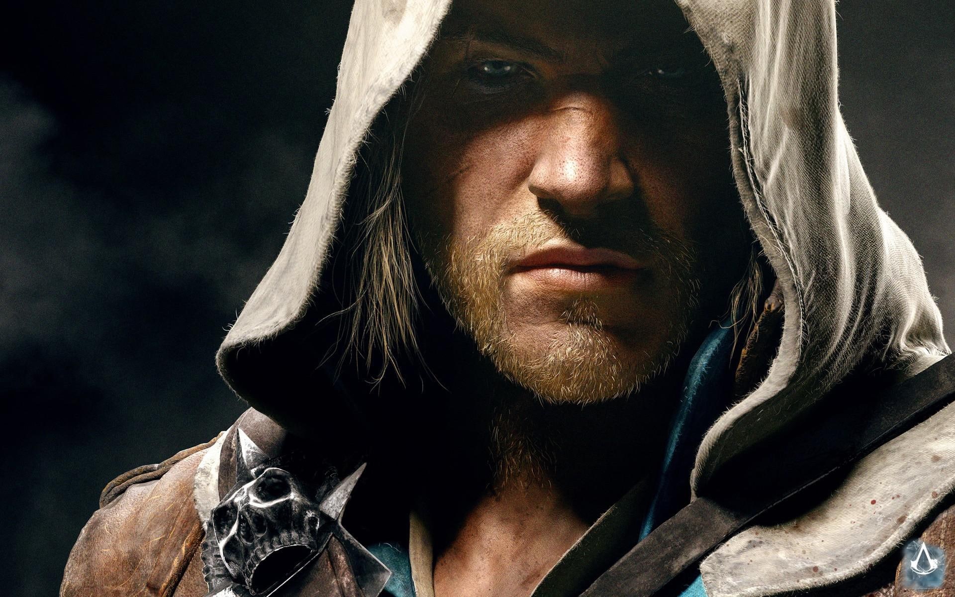 1080P, videogames, assassins, flag, creed, black, pirate, face, hoodie, fantasy, photos, HD Wallpaper
