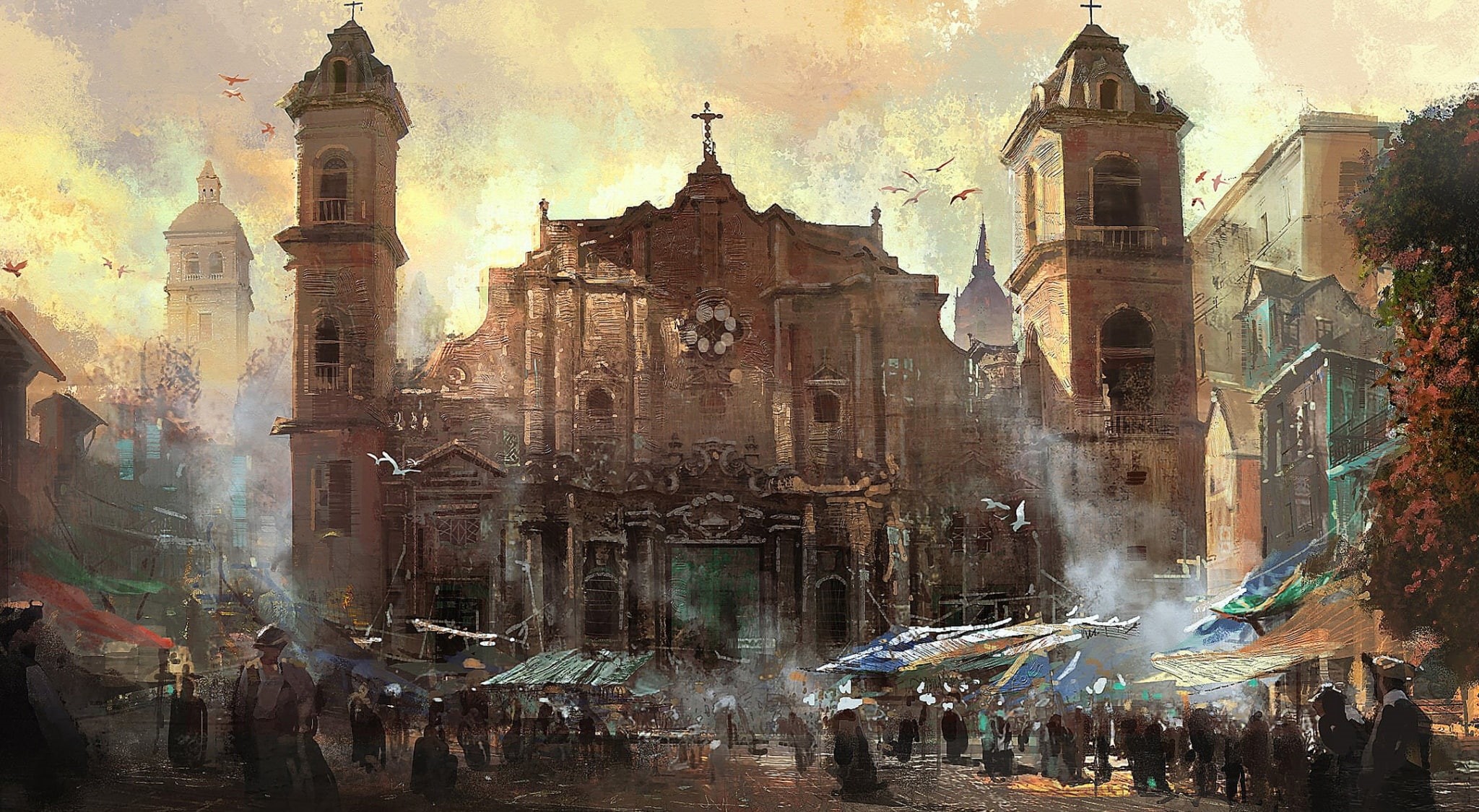 black flag, concept, nature, black, art, travel, concrete, history, place of worship, crowd, travel destinations, architecture, iv, digital composite, Assassins Creed, HD Wallpaper