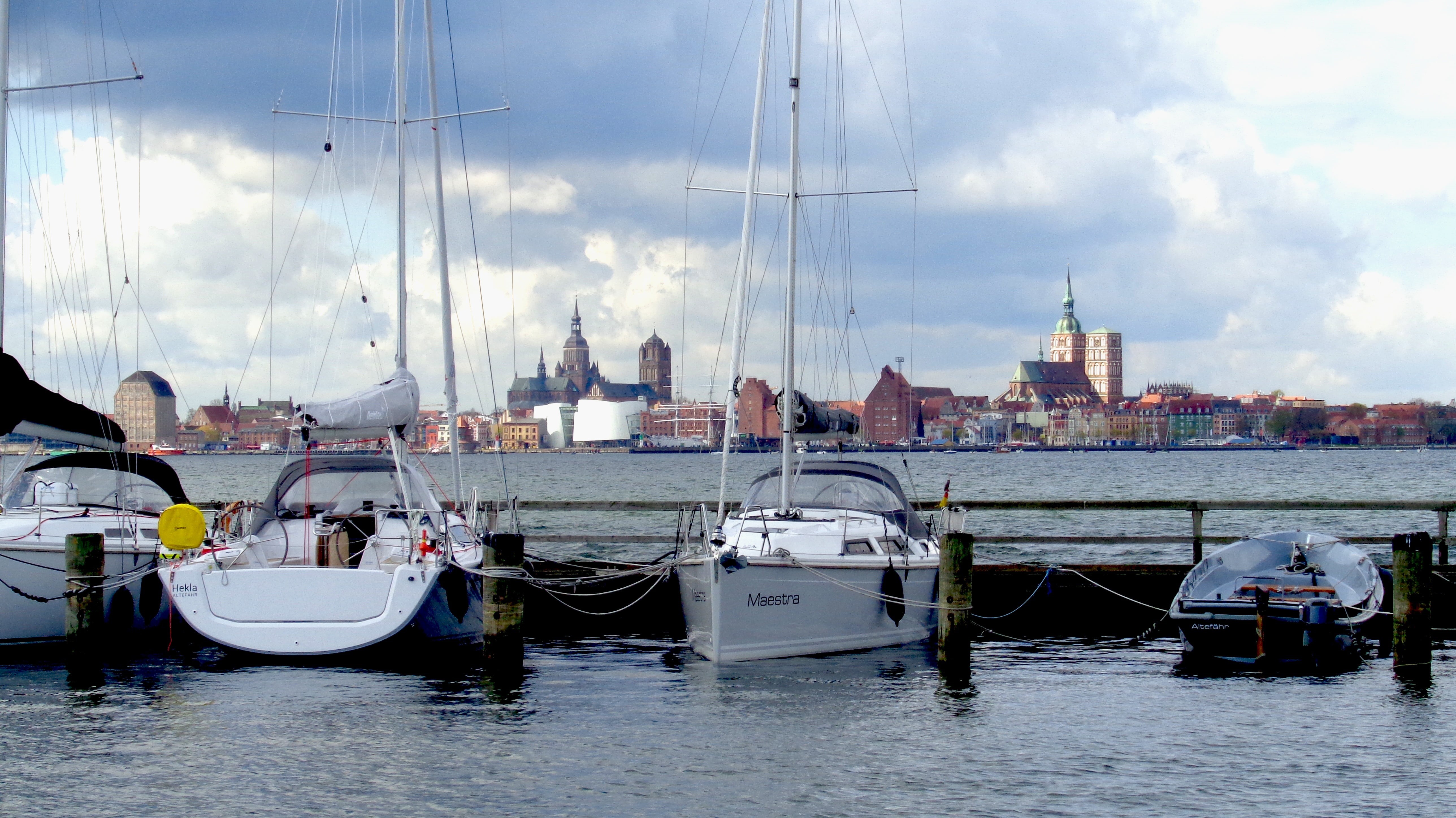 rügen, direction mainland, hanseatic league, sky, no people, outdoors, transportation, rügen island, building exterior, architecture, nautical vessel, stralsund, HD Wallpaper