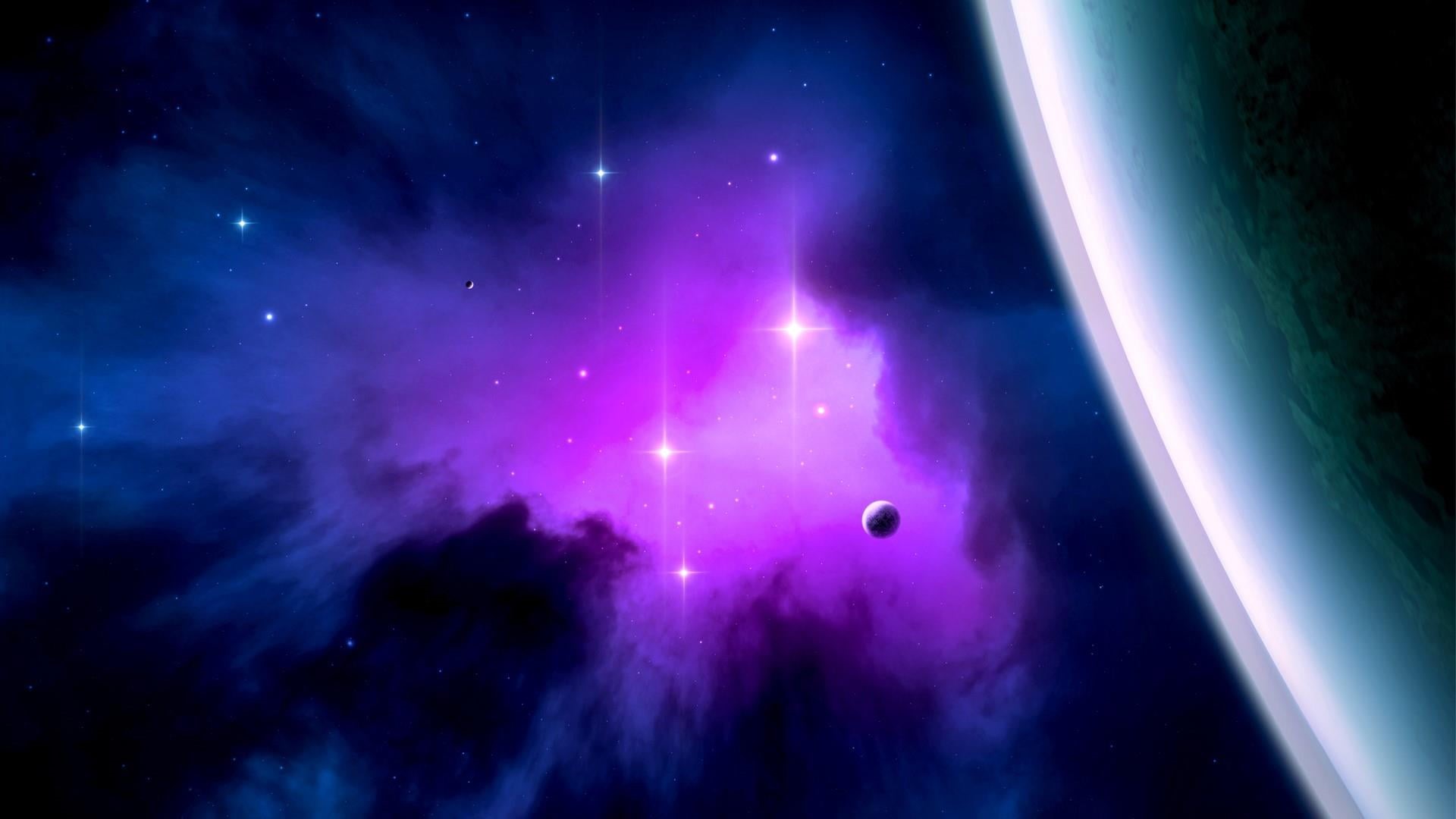 atmospher, purple, universe, star - space, space exploration, futuristic, science, astronomy, space, planet earth, nature, no people, atmosphere, galaxy, HD Wallpaper