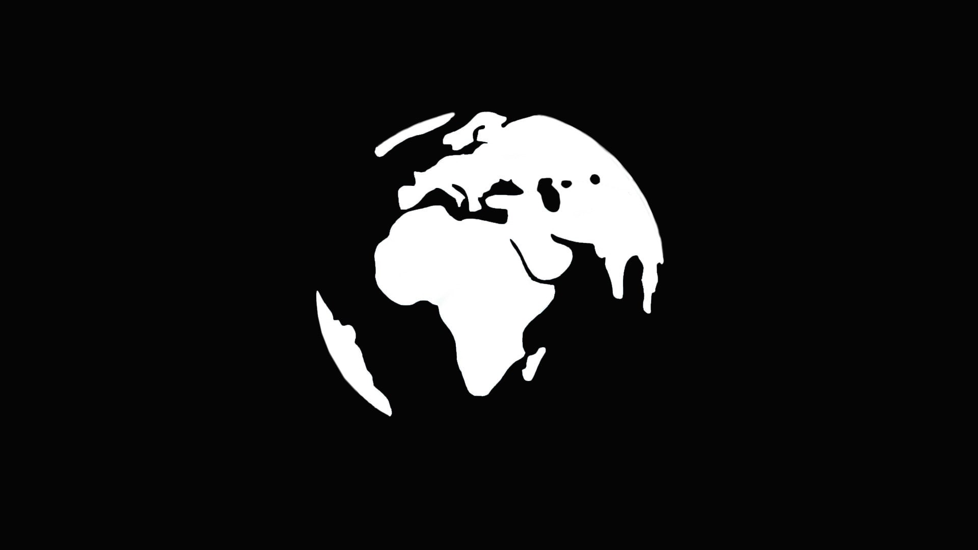 black background, map, Asia, minimalism, Africa, white, world, continents, 1080P, simple, Europe, globes, South America, Earth, black, HD Wallpaper