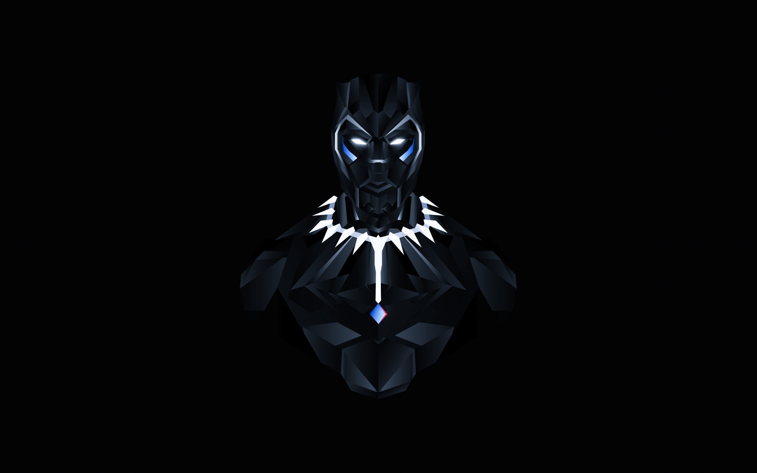 Low poly, HD, Minimal, Dark background, Black Panther, 2K, HD Wallpaper