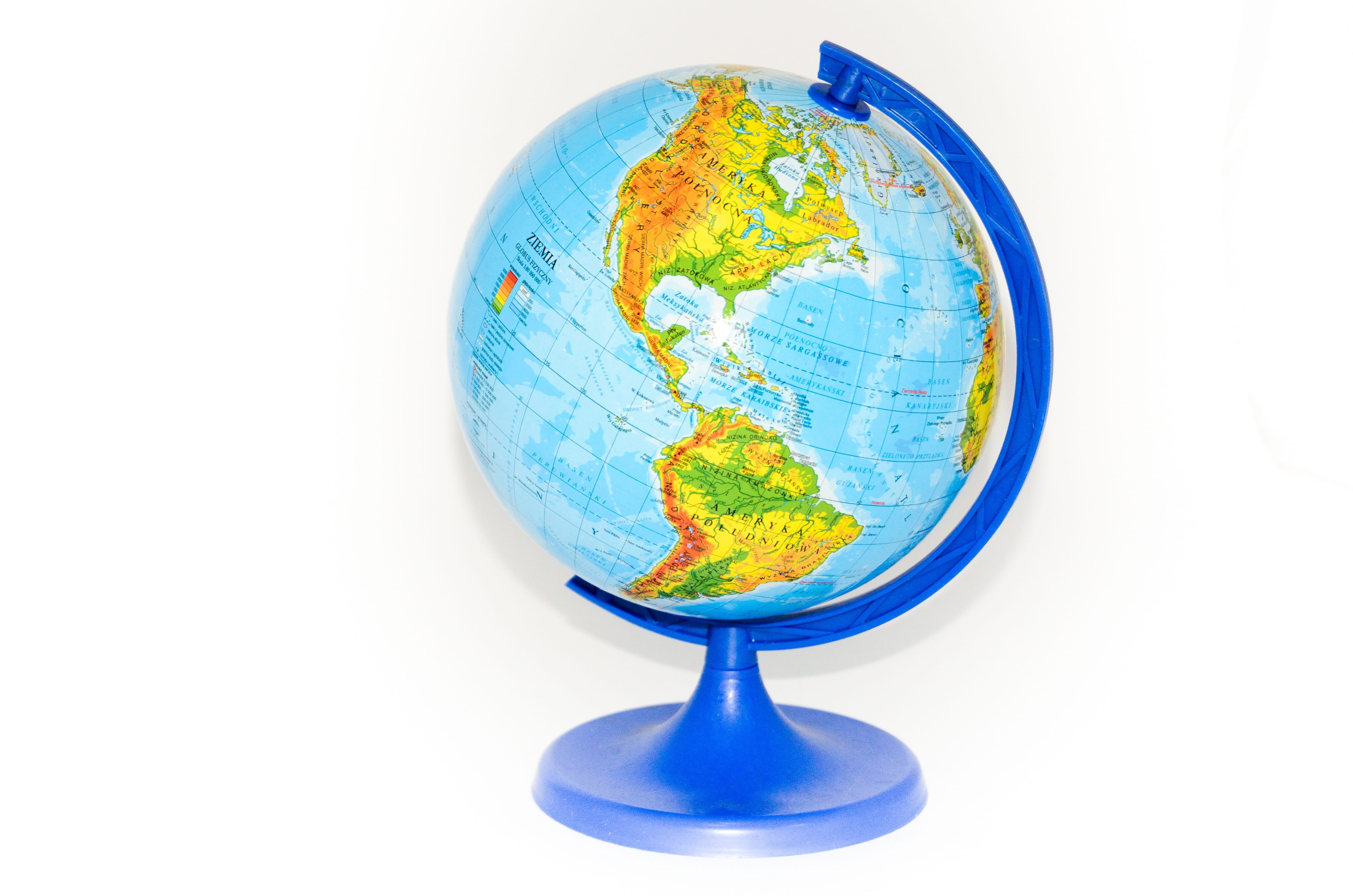 indoors, education, single object, isolated, business, nature, europe, map, no people, illustration, copy space, white Background, blue, cut out, 4K, globe - Man Made Object, HD Wallpaper