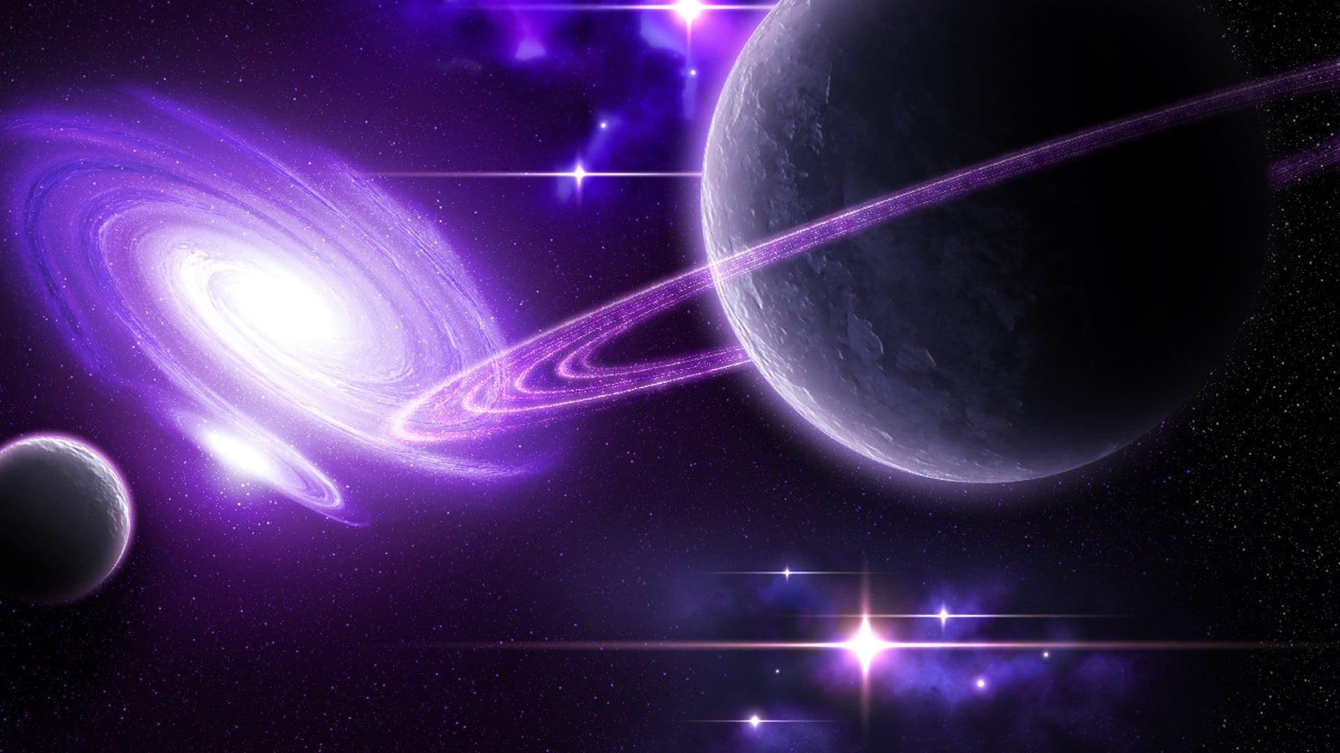 purple, moon, sky, sphere, light - natural phenomenon, star, CGI, night, scenics - nature, glowing, illuminated, astronomy, system, no people, space, orbiting, HD Wallpaper