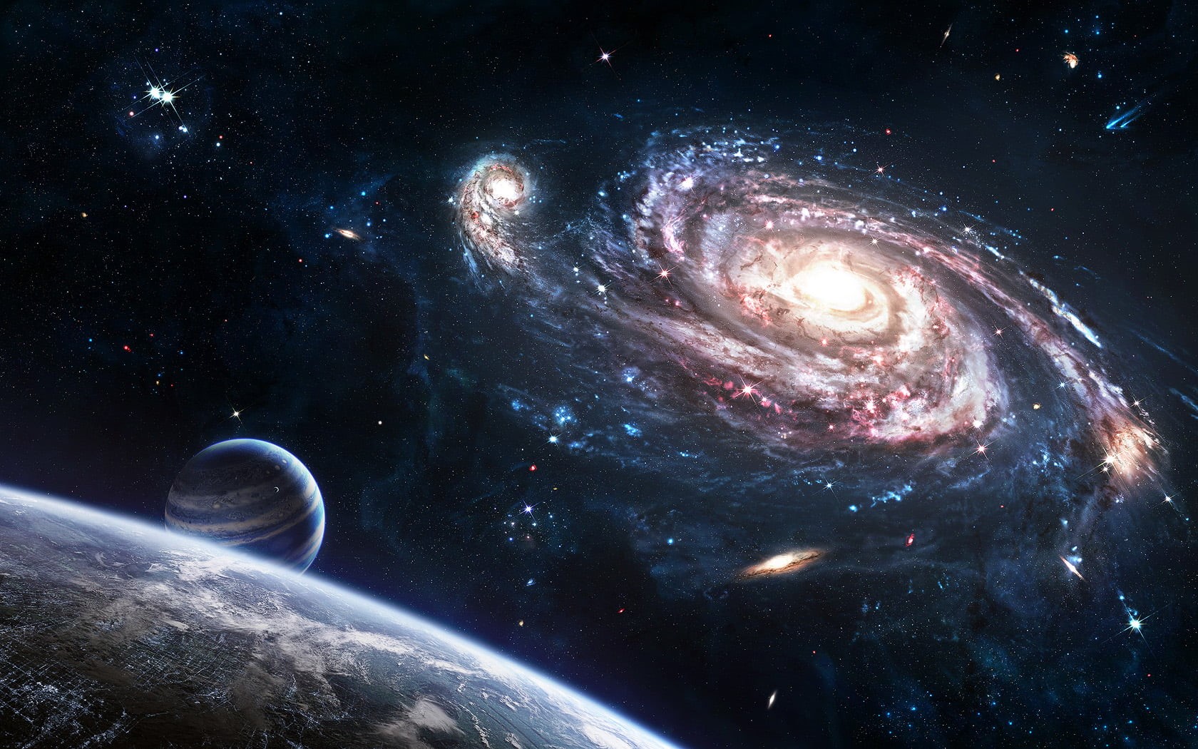 galaxy, planet - space, planets, astronomy, stars, space and astronomy, planet earth, space, moon, environment, planetary moon, nature, outdoors, scenics - nature, HD Wallpaper