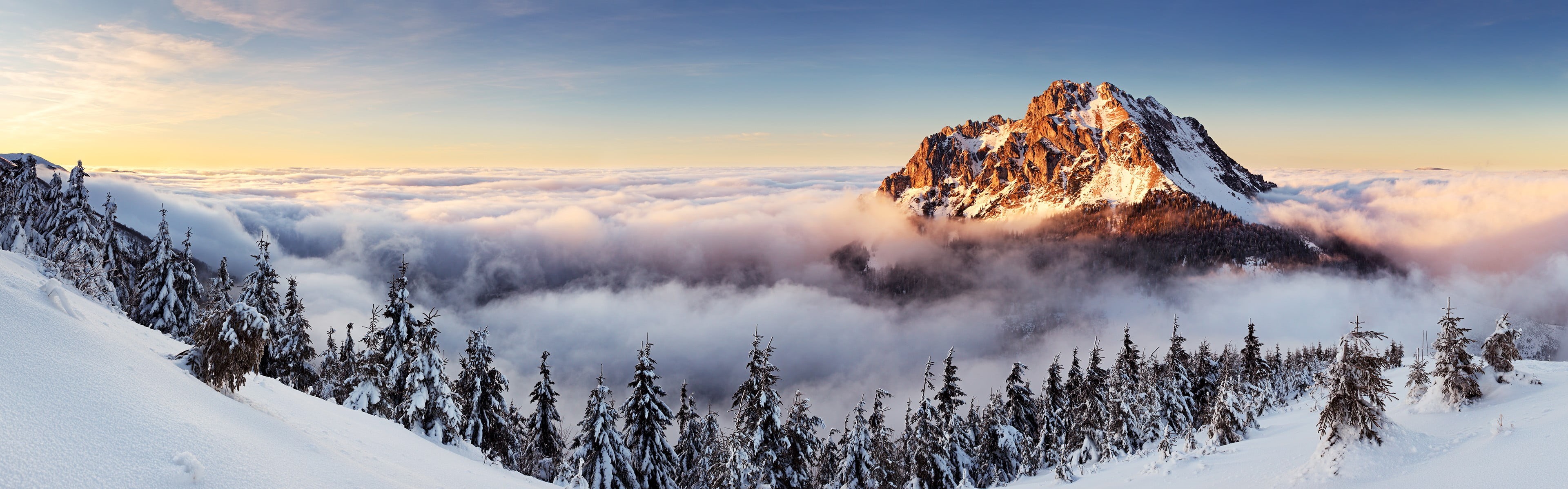outdoors, tranquil scene, environment, mountain, winter, nature, land, sun, cold temperature, sunset, scenics - nature, mountain range, non-urban scene, HD Wallpaper