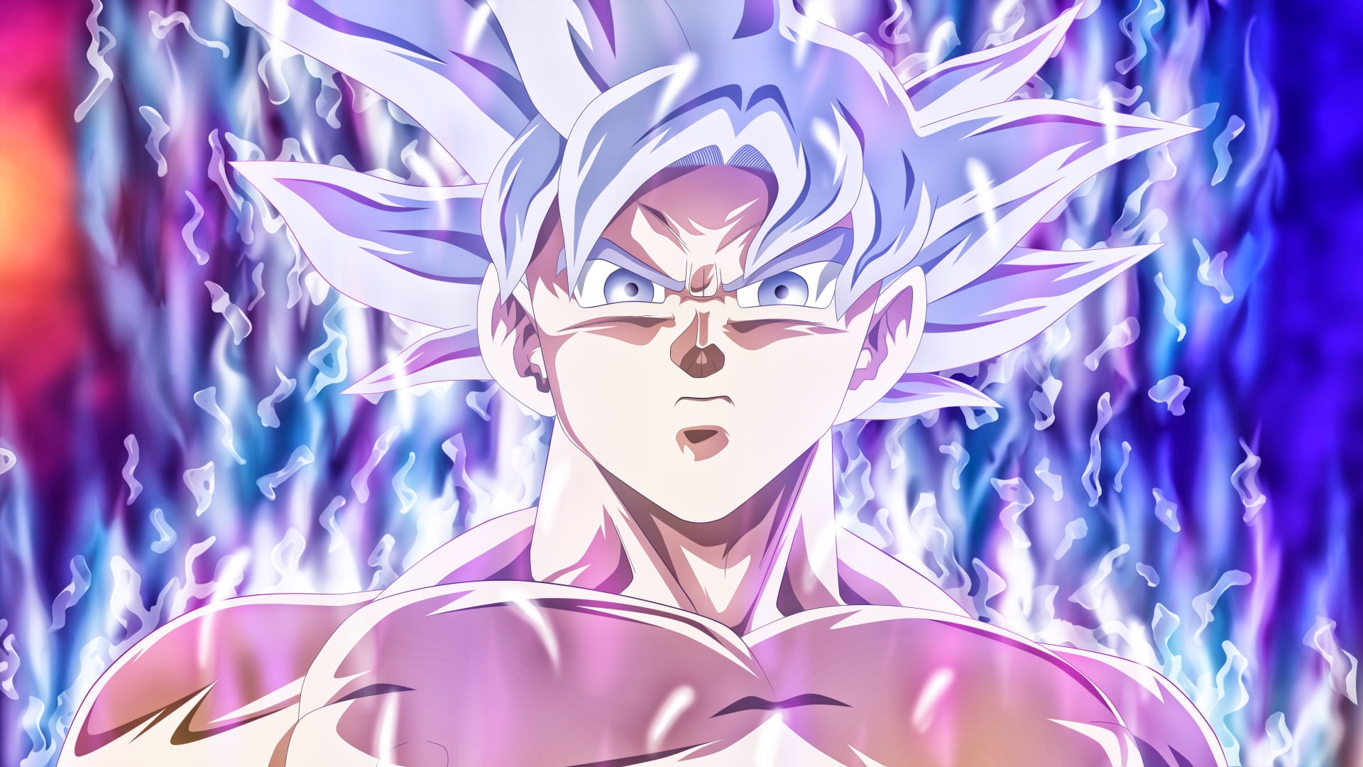 Dragon Ball Super, ultra instict, goku, close-up, mask - disguise, shape, purple, portrait, design, master, Dragon Ball, 1080P, pink color, instrict, festival, HD Wallpaper