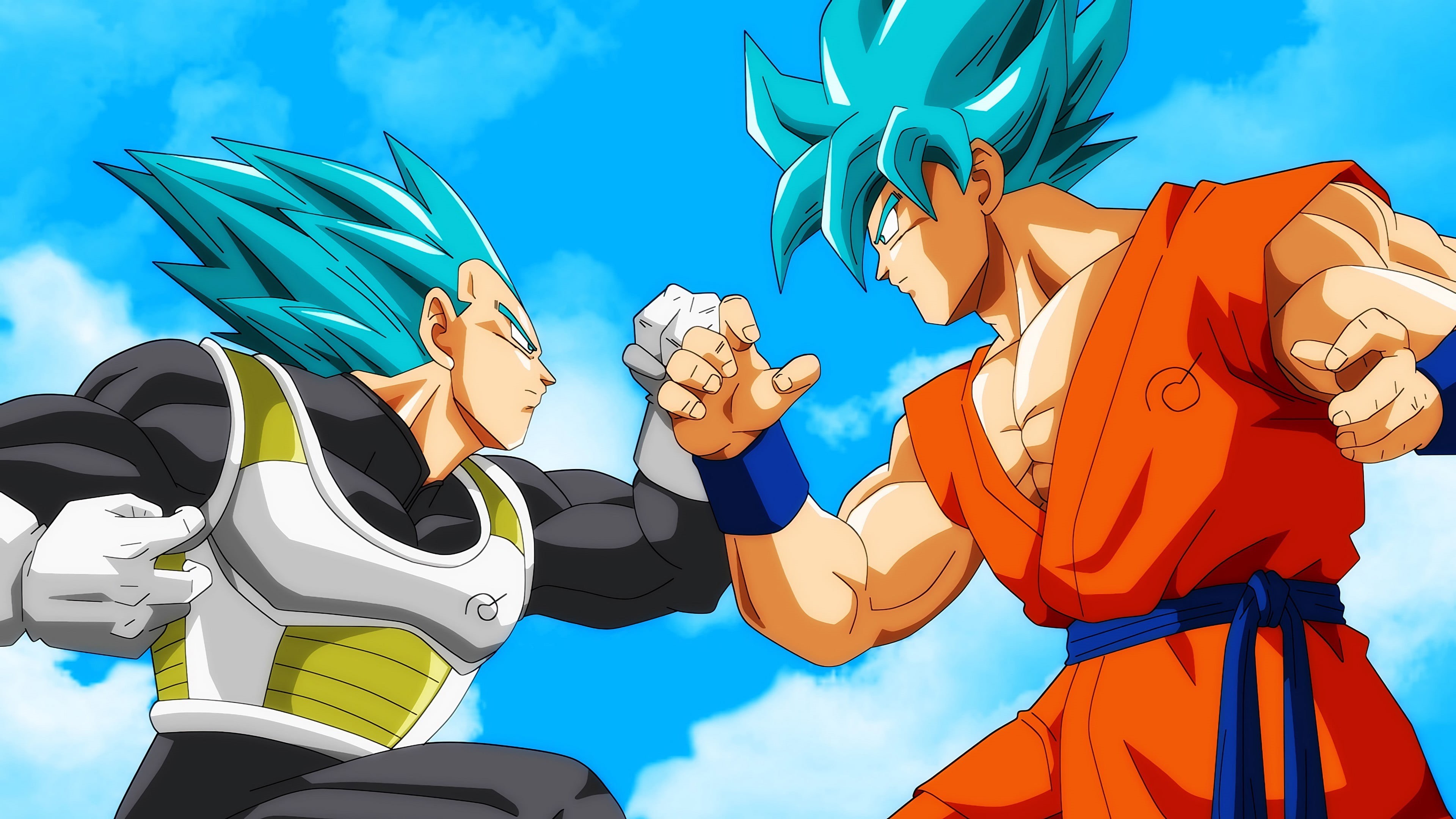 cloud - sky, strength, men, low angle view, celebration, 4K, representation, sport, power, sky, standing, dragon, Vegeta, nature, multi colored, goku, HD Wallpaper