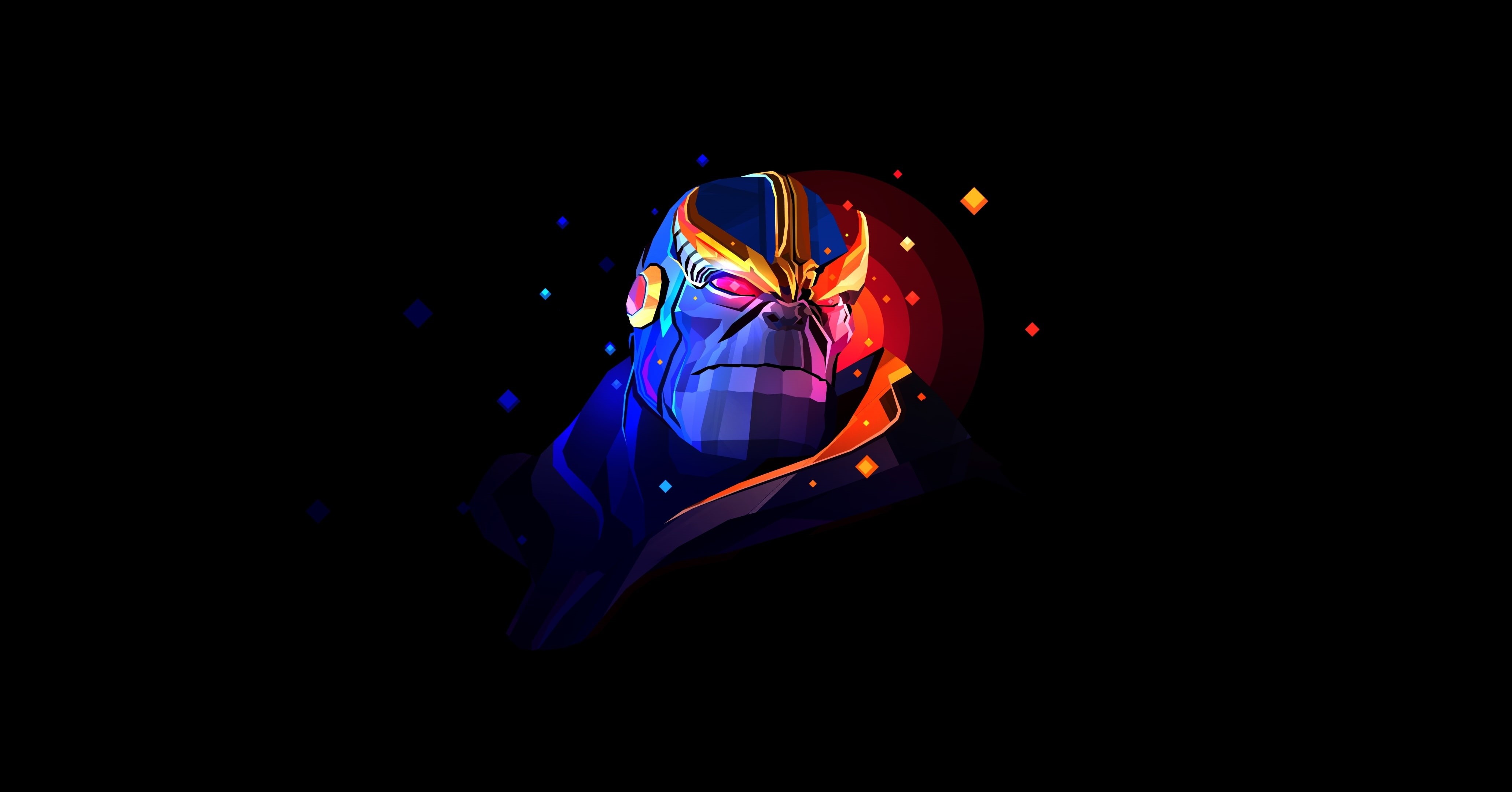 black background, villain, 4K, Thanos, Avengers Infinity War, digital art, illustration, Marvel Comics, HD Wallpaper