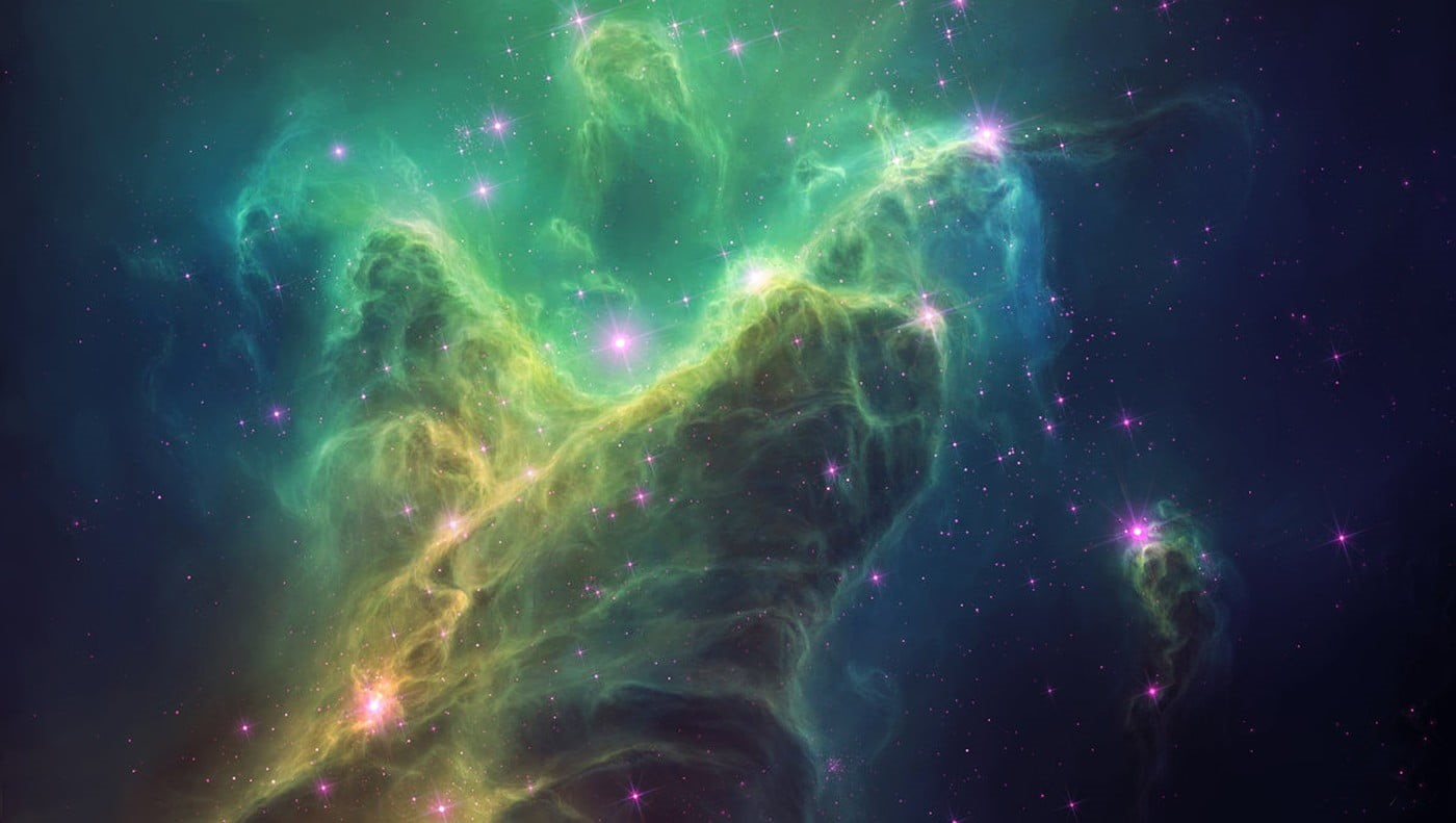 power in nature, stars, space art, galaxy, star - space, space, 720P, awe, green, luminosity, nebula, science, night, light - natural phenomenon, beauty in nature, HD Wallpaper