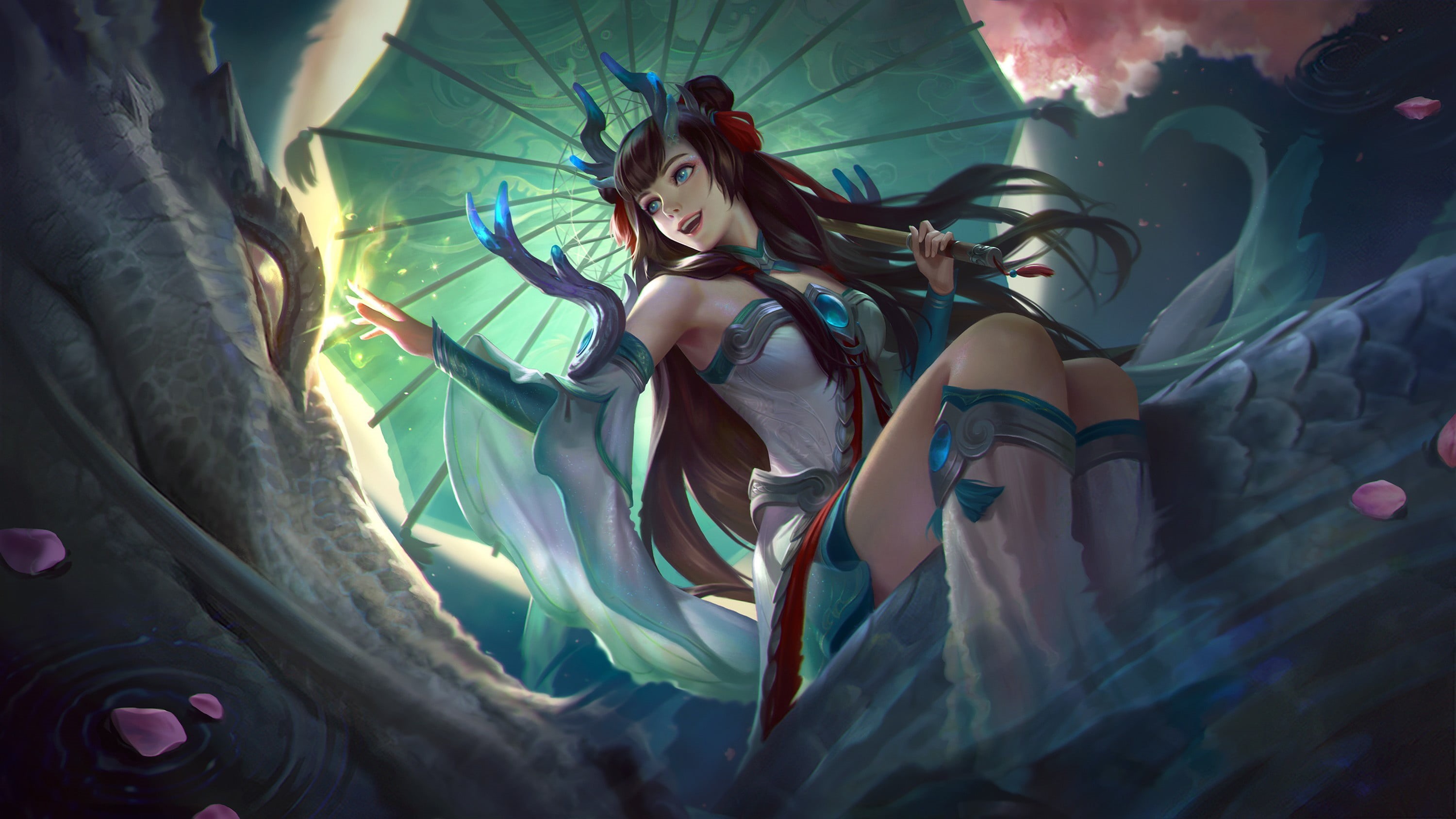 Long Hair, Umbrella, 2K, Girl, Oriental, Video Game, Mobile Legends: Bang Bang, HD Wallpaper