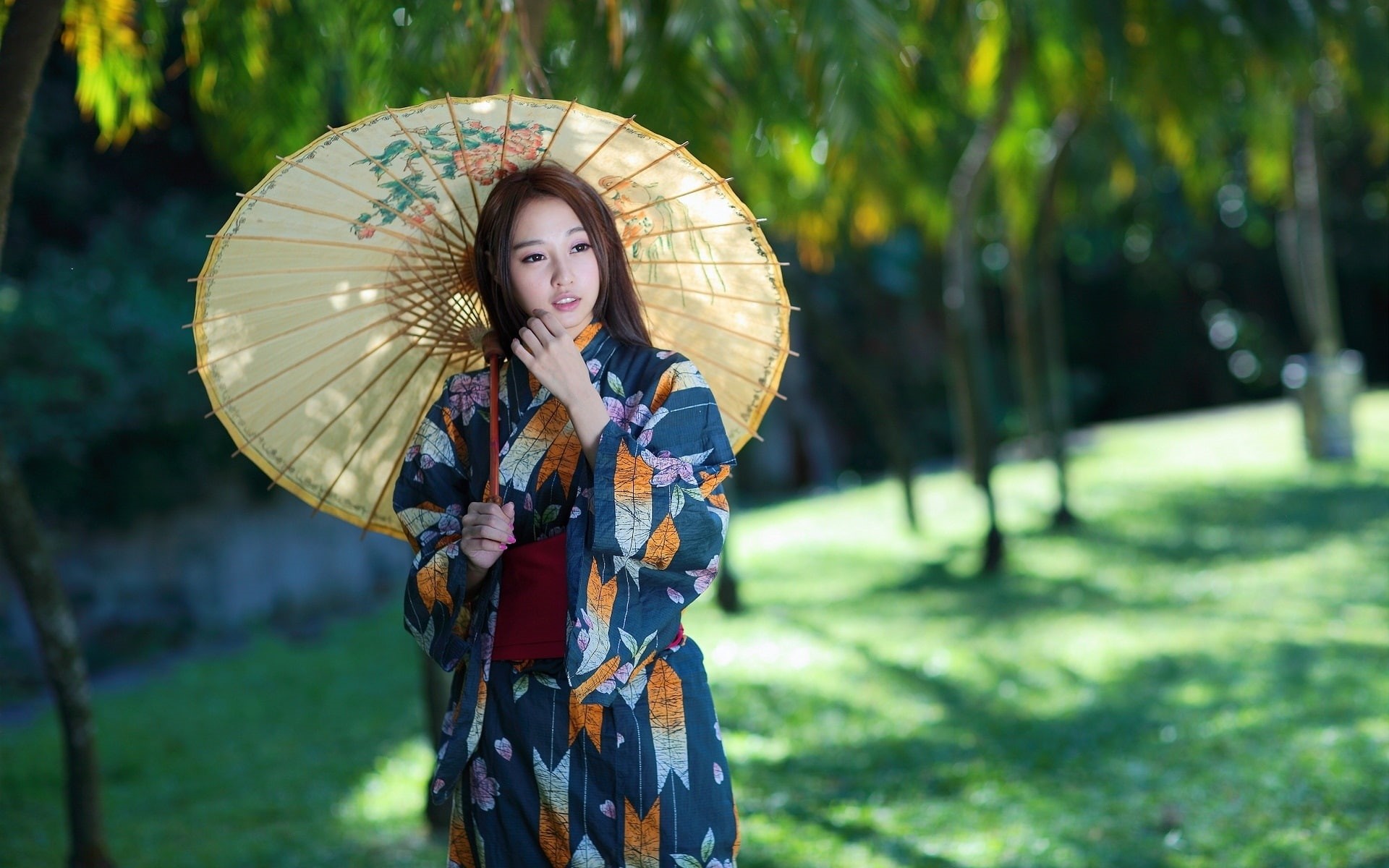 Girl, Asian, Style, Retro, Umbrella, Dress, 1080P, HD Wallpaper