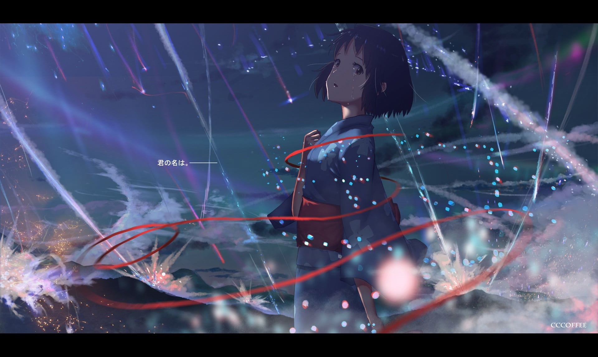 abstract, technology, auto post production filter, anime, character, Japanese clothes, vector, illustration, light - Natural Phenomenon, space, star - Space, HD Wallpaper