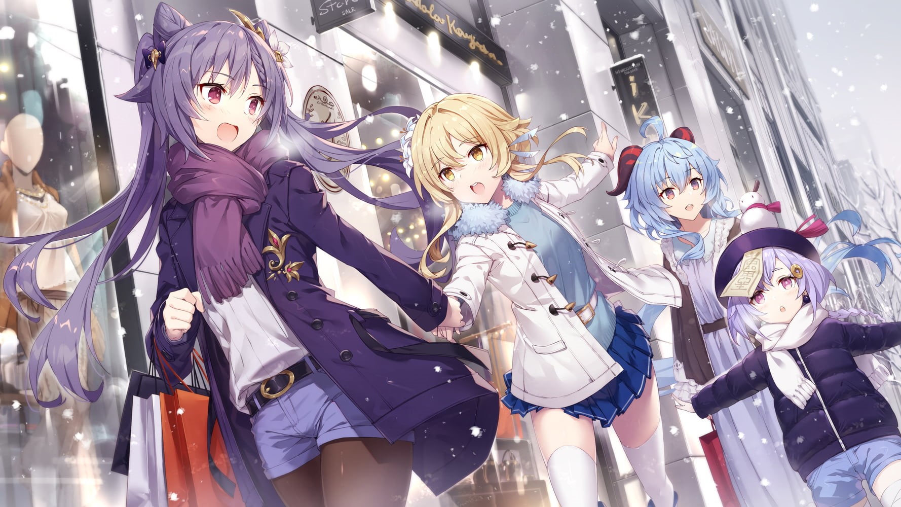 anime, keqing (genshin impact), anime girls, Qiqi (Genshin Impact), Lumine (Genshin Impact), Ganyu (Genshin Impact), 720P, Genshin Impact, HD Wallpaper