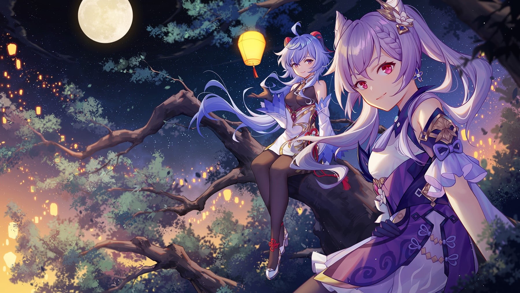 keqing (genshin impact), 720P, anime girls, Genshin Impact, Ganyu (Genshin Impact), HD Wallpaper
