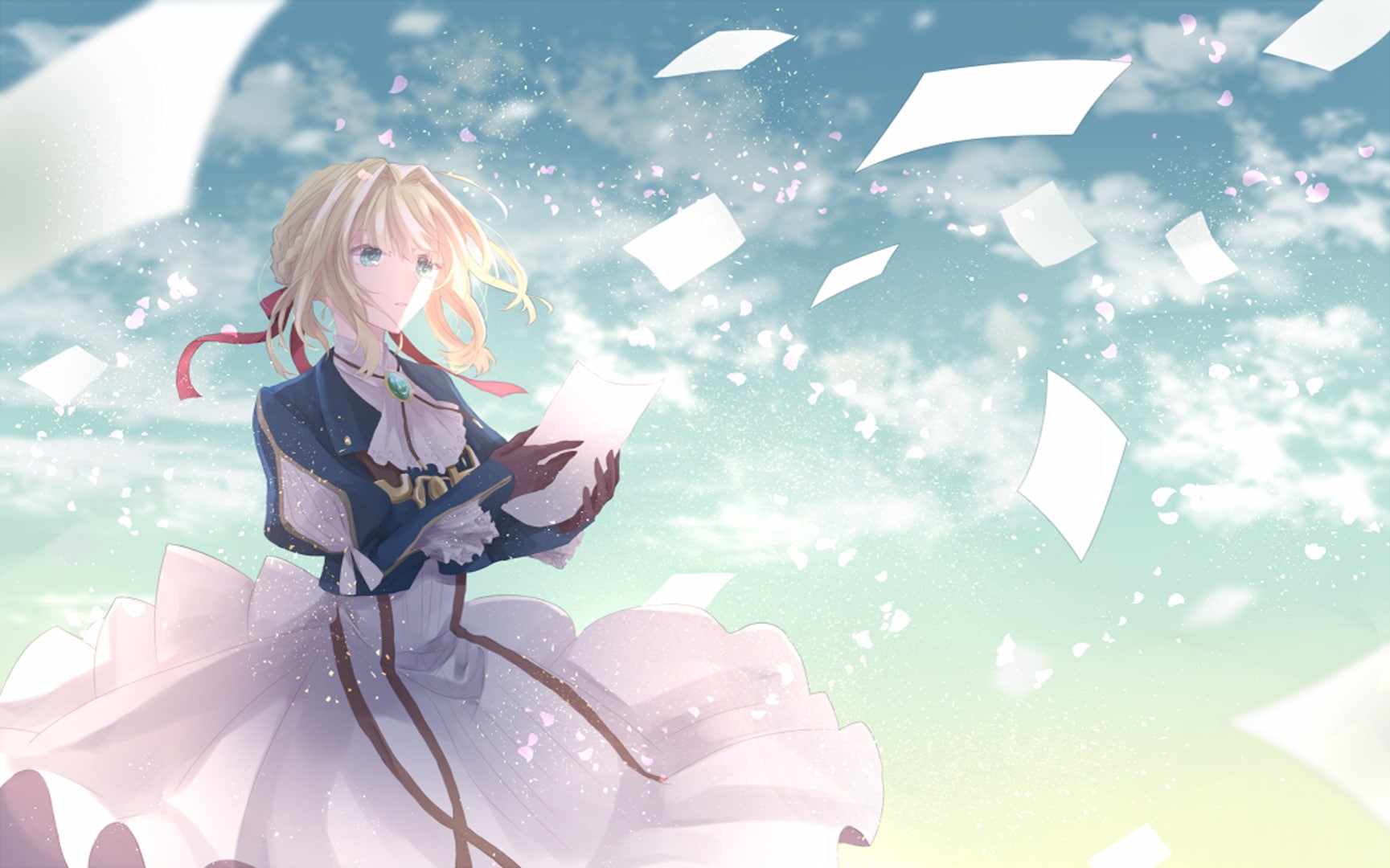 young adult, Violet Evergarden, front view, females, illuminated, hair, 720P, women, winter, lifestyles, indoors, anime, young women, looking, Violet Evergarden (anime), HD Wallpaper