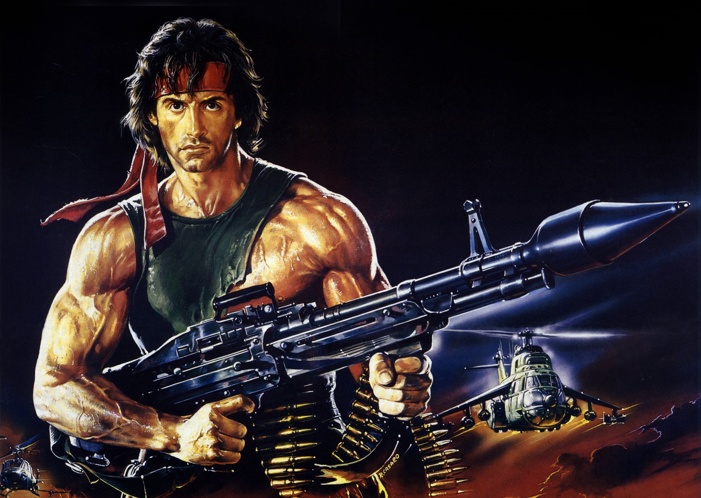 government, black background, mid adult, poster, males, studio shot, Rambo: First blood 2, cartridges, serious, warrior, heroes, Sylvester Stallone, Rambo: First Blood Part II, HD Wallpaper