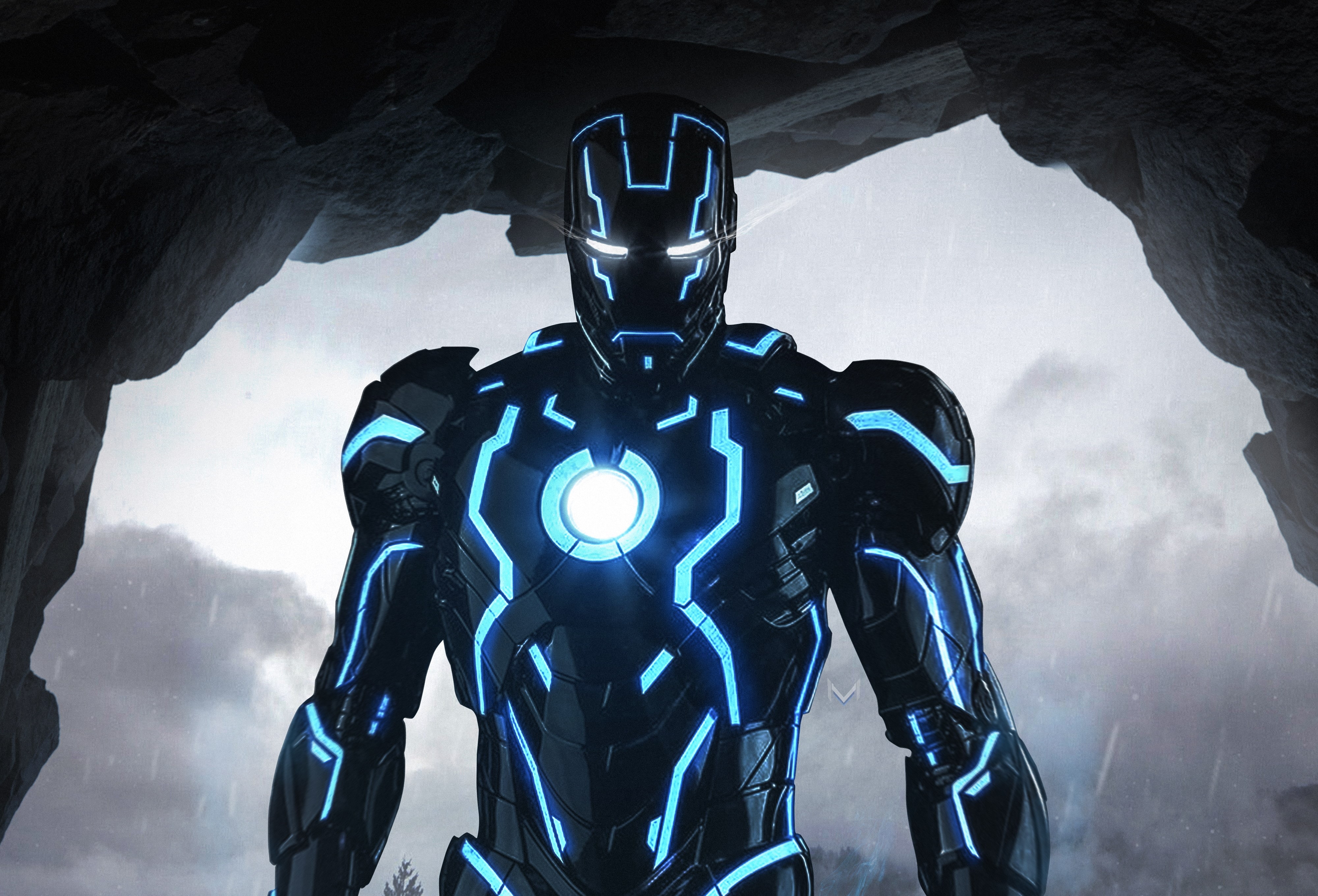 4K, Neon, Iron Man, 4K, Armor, HD Wallpaper